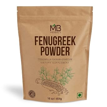 MB Herbals Fenugreek Seeds Powder 1 Pound | 16 oz / 454 Gram | Organically Grown Fenugreek | Trigonella foenum-graecum Sd. | Methi Powder