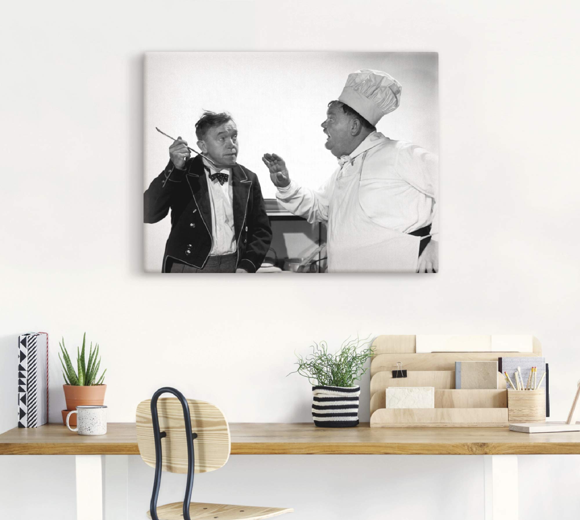 ARTLAND Wanddeko Leinwand Bilder Wandbild 80x60 cm Dick Doof Die Leibköche seiner Majestät Film Filmszene Stars T1OC
