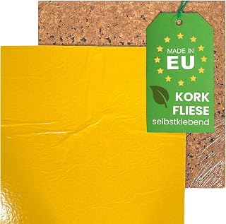 dekorative Wandfliese 50x50cm 4mm stark I 4 Stk I selbstklebende Korkplatte für Pinnwand, Dekoration oder Schallschutz Akustikplatte I Nachhaltiges DIY-Projektmaterial zum Basteln & Modellbau