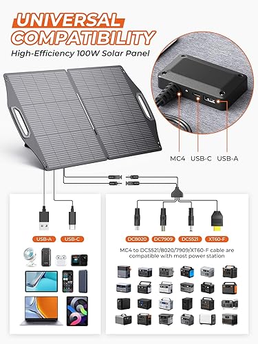 Miniatura 8 de Resistente al agua IP68 paneles solares ETFE portátiles BigBlue de 200 W con conector MC-4, cargador solar SolarPowa 200 de 52.8 V con soportes para