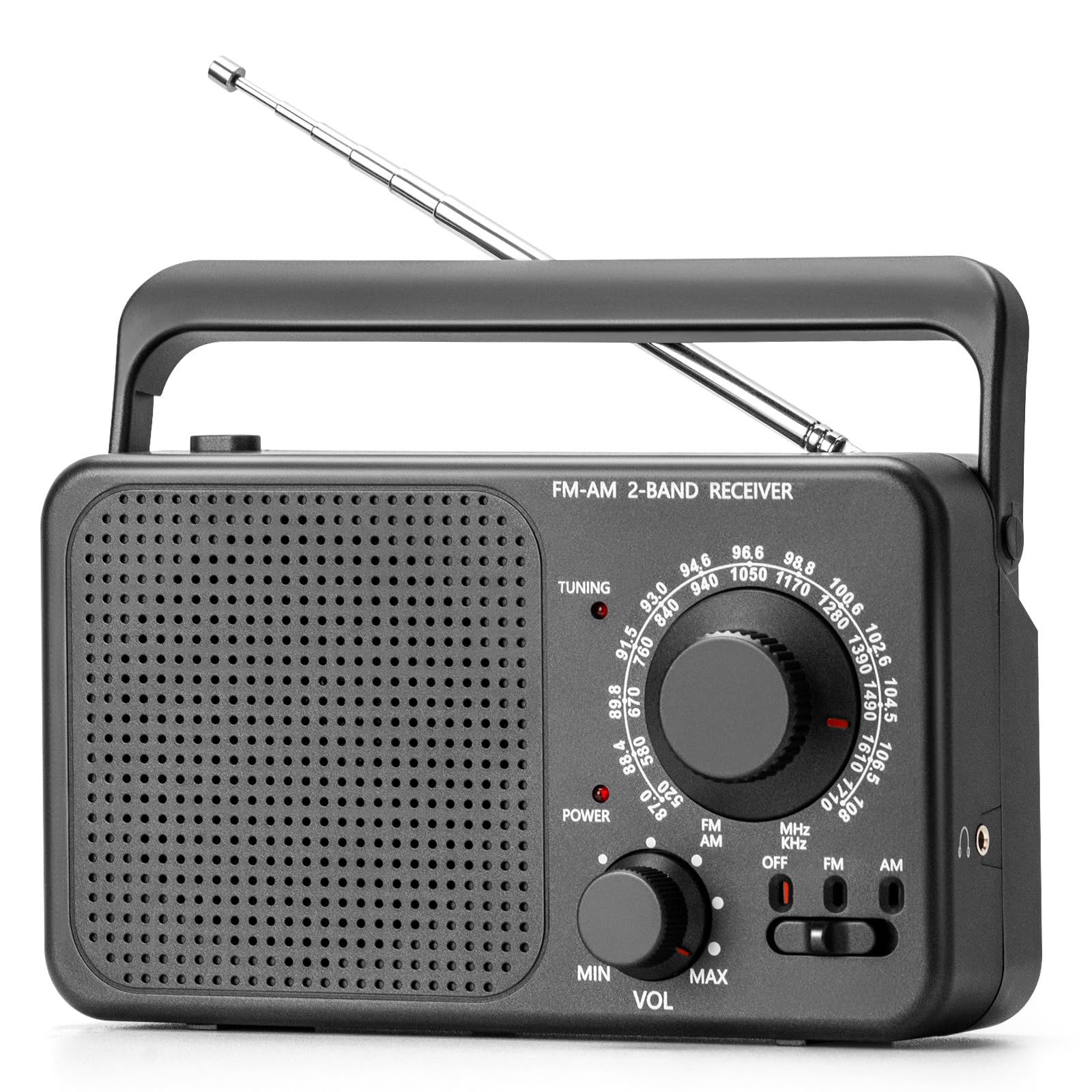 Radio Portable FM/AM avec Réception Stable et Haut-Parleur Puissant, Transistor Radio (Alimentation par Piles ou Secteur) pour Usage en Intérieur, en Extérieur et Situations d'urgence