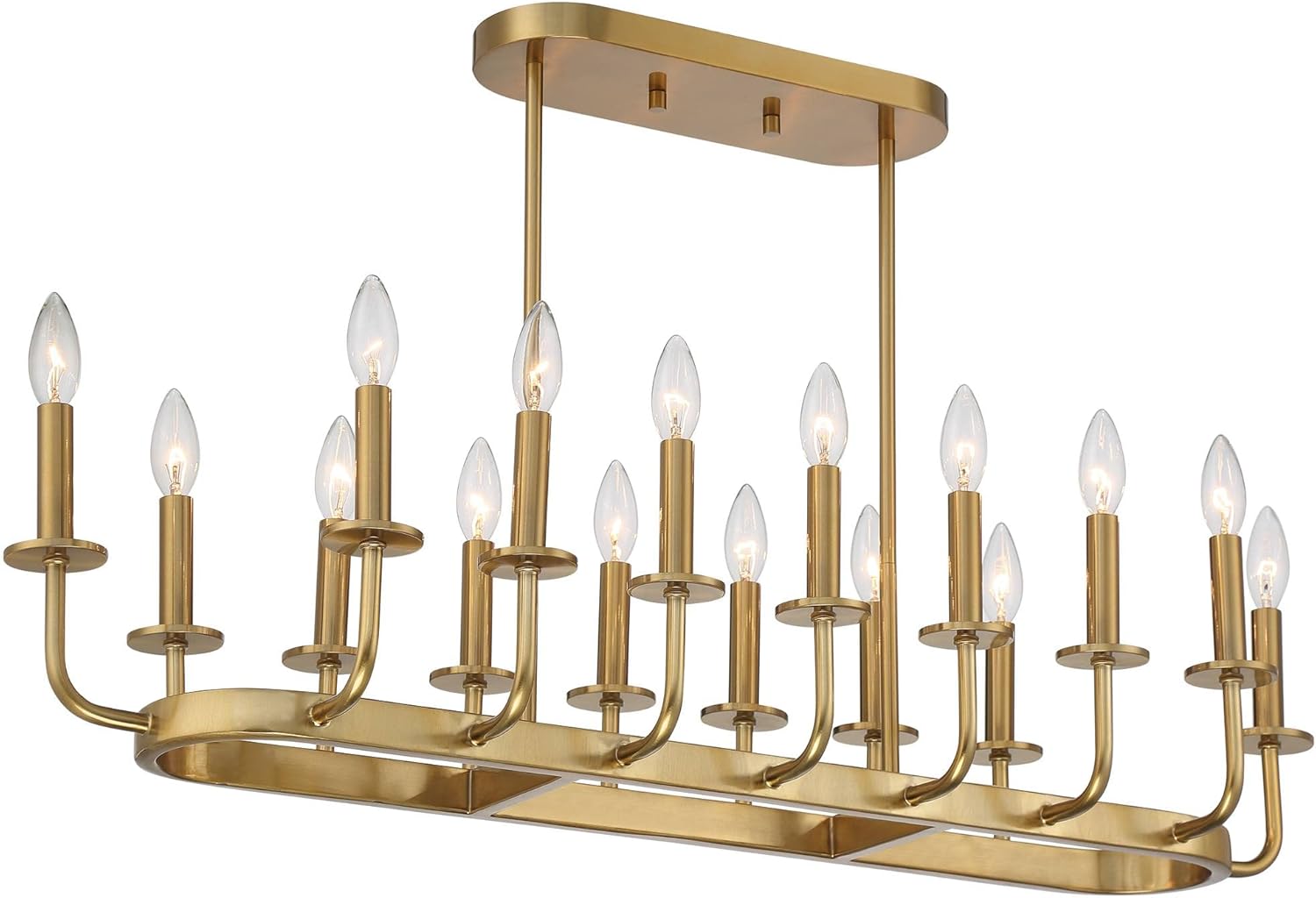 Stiffel Bondai Soft Gold Linear Island Pendant Chandelier 38 3/4" Wide Modern Industrial 16-Light Fixture for Dining Room House Home Foyer Kitchen Entryway Bedroom Living High Ceilings