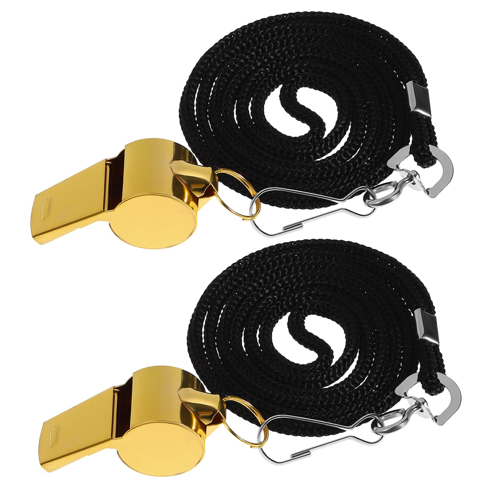 ibasenice 2Pcs Stainless Steel Multi Function Whistles with Lanyard Loud Cheering Whistles for Referees and Outdoor Activities