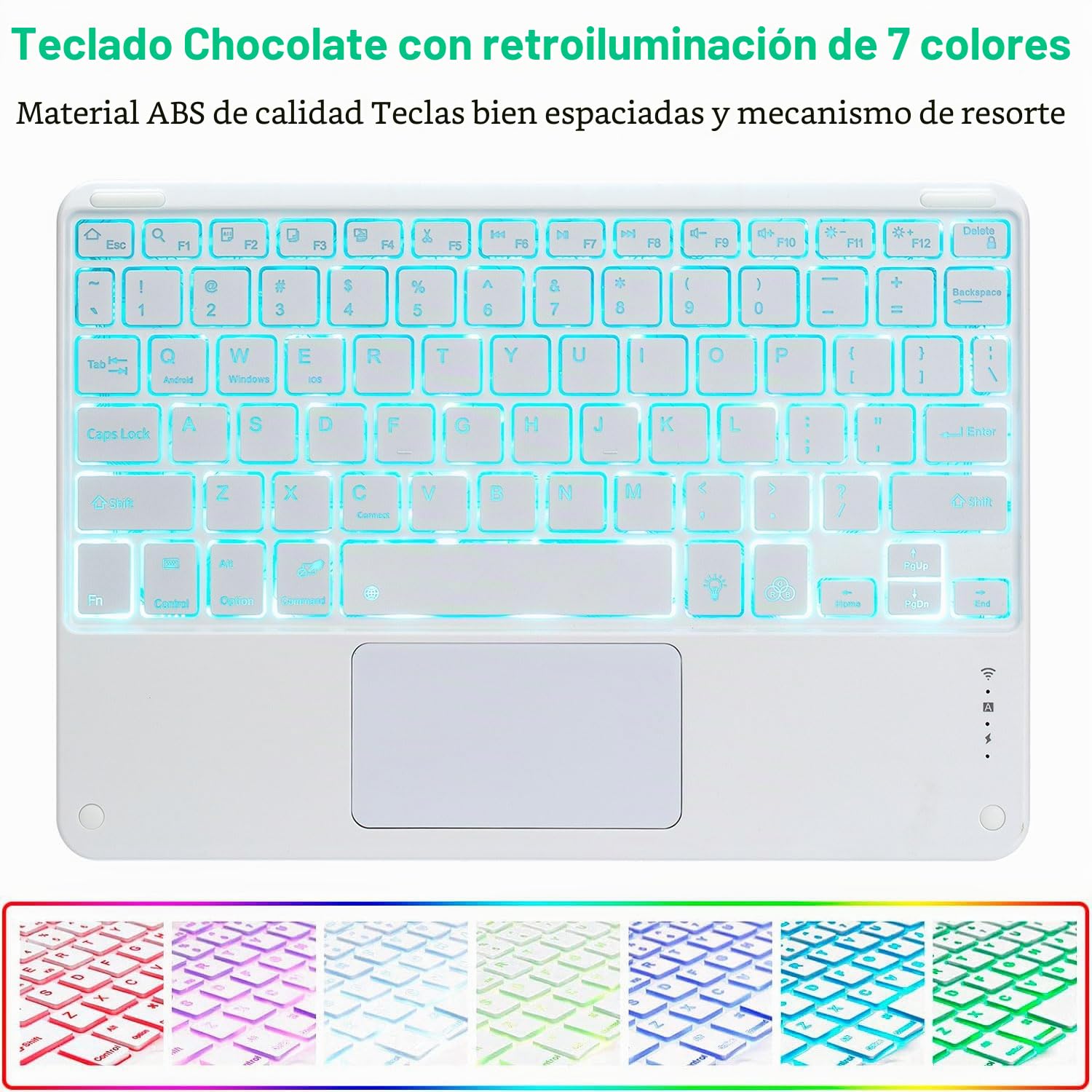 Funda con Teclado para Lenovo Idea Tab Plus 12,1 Pulgadas/Tab K12 2025 (TB361ZU/TB361FU), Español Ñ Teclado con Panel Táctil Extraíble Y Retroiluminado 7 Colores con Ratón,Púrpura