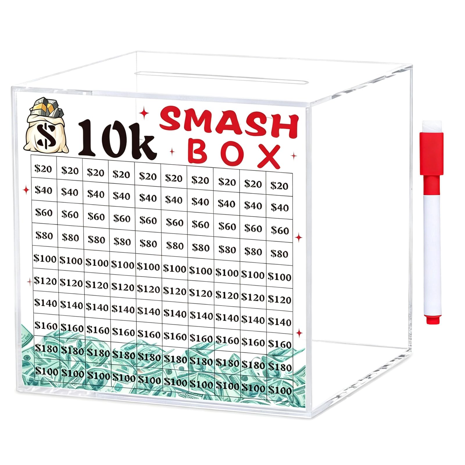 Buxuaaaa 10K / 20K Smash Box for Money, Piggy Banks for Adult 10K / 20K Saving Challenge Box Money Saving Boxes for Cash Savers Boxes Smash Challenge