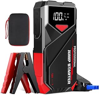 Car Battery Jumper Starter Portable: 2500A Car Jump Starter with LCD Display - 12V Auto Jump Starter Battery Pack with Jumper Cables - Jump Box for Car Battery 8.0L Gas & 7.0L Diesel Engine, Black