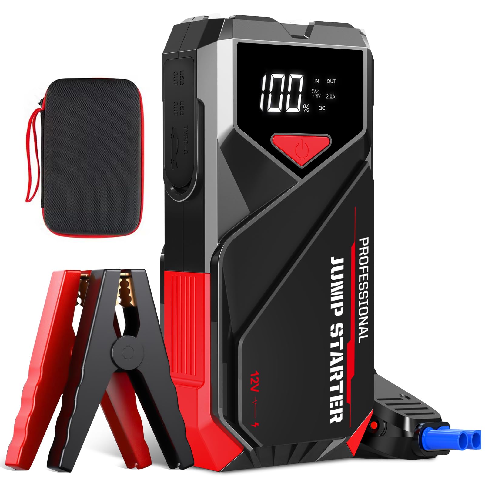Car Battery Jumper Starter Portable 2500A Car Jump Starter with LCD Display - 12V Auto Jump Starter Battery
