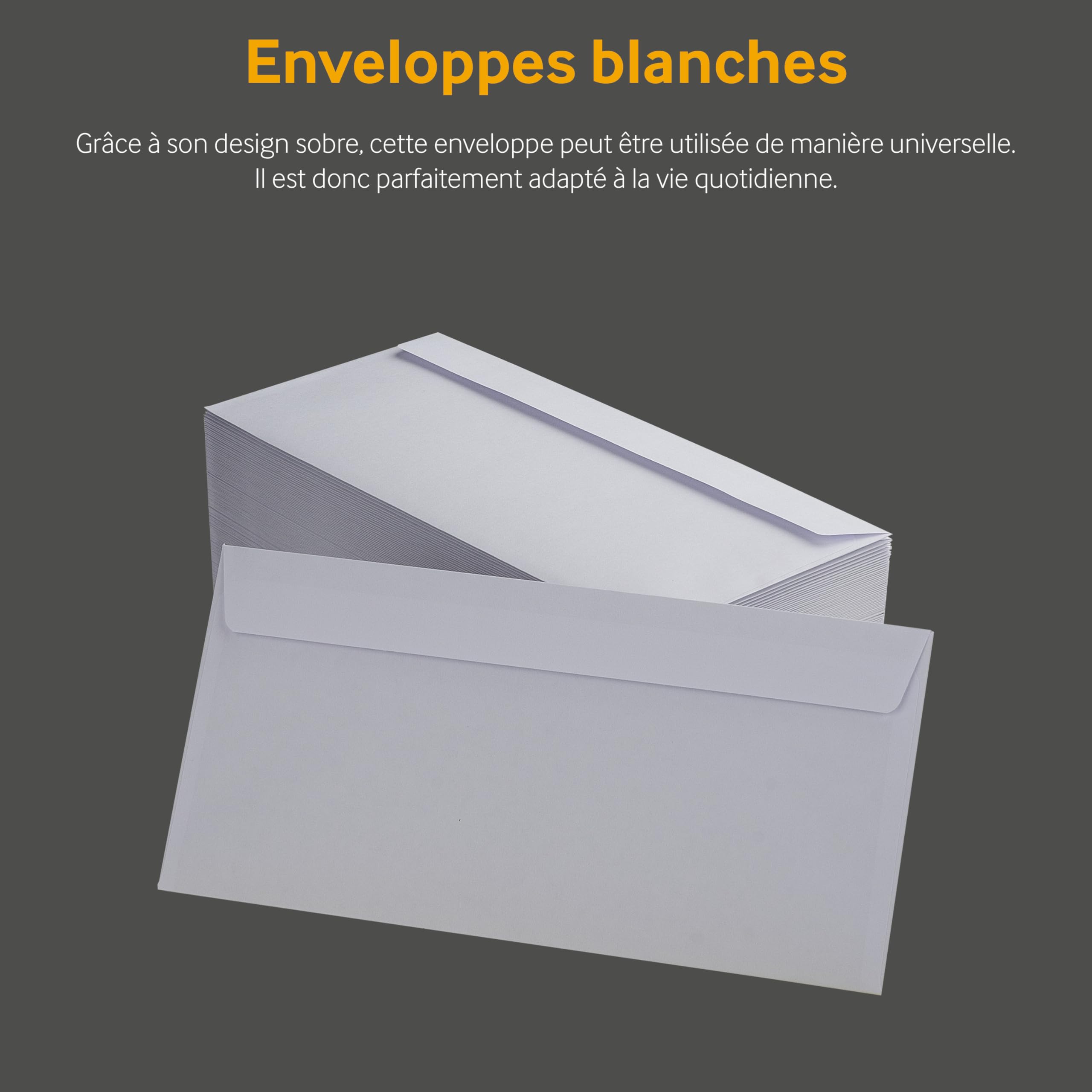 Enveloppes Blanches DL 110x220 mm 80 g/m² Rabat Droit Fermeture Adhésive Sans Fenêtre 24