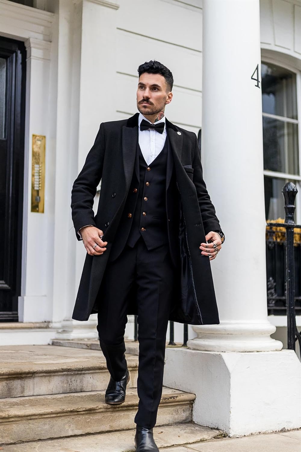 TruClothing Mens 3/4 Long Double Breasted Overcoat Jacket Wool Coat