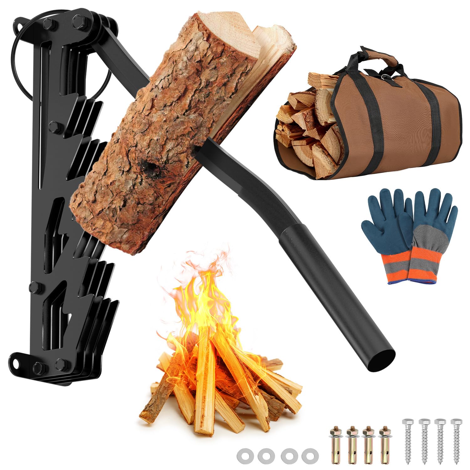 Spaccalegna Manuale, Spaccalegna a mano,Spaccalegna manuale da parete, Spaccalegna a mano, Taglialegna a Risparmio di Lavoro, Spacca Legna, Wood Splitter, nero