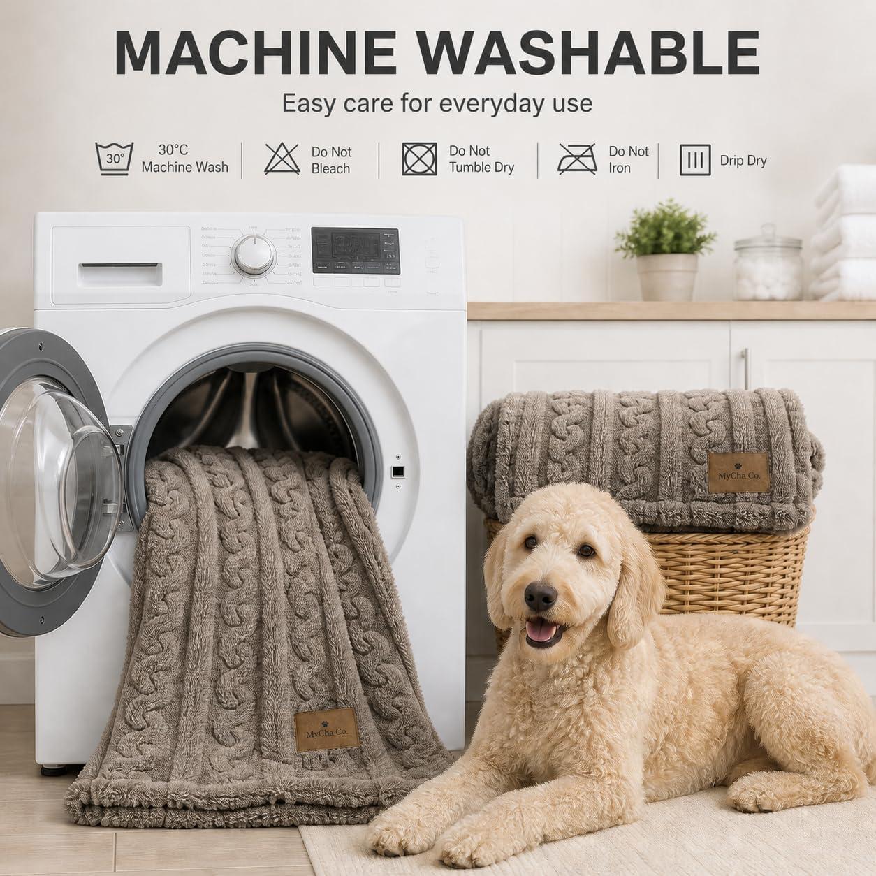MyCha Cozy Pet Blanket, Ultra-Soft Plush Dog & Cat, Warm Mocha, 39x27.5 in | Washable, Lightweight, For Couch, Crate & Bed