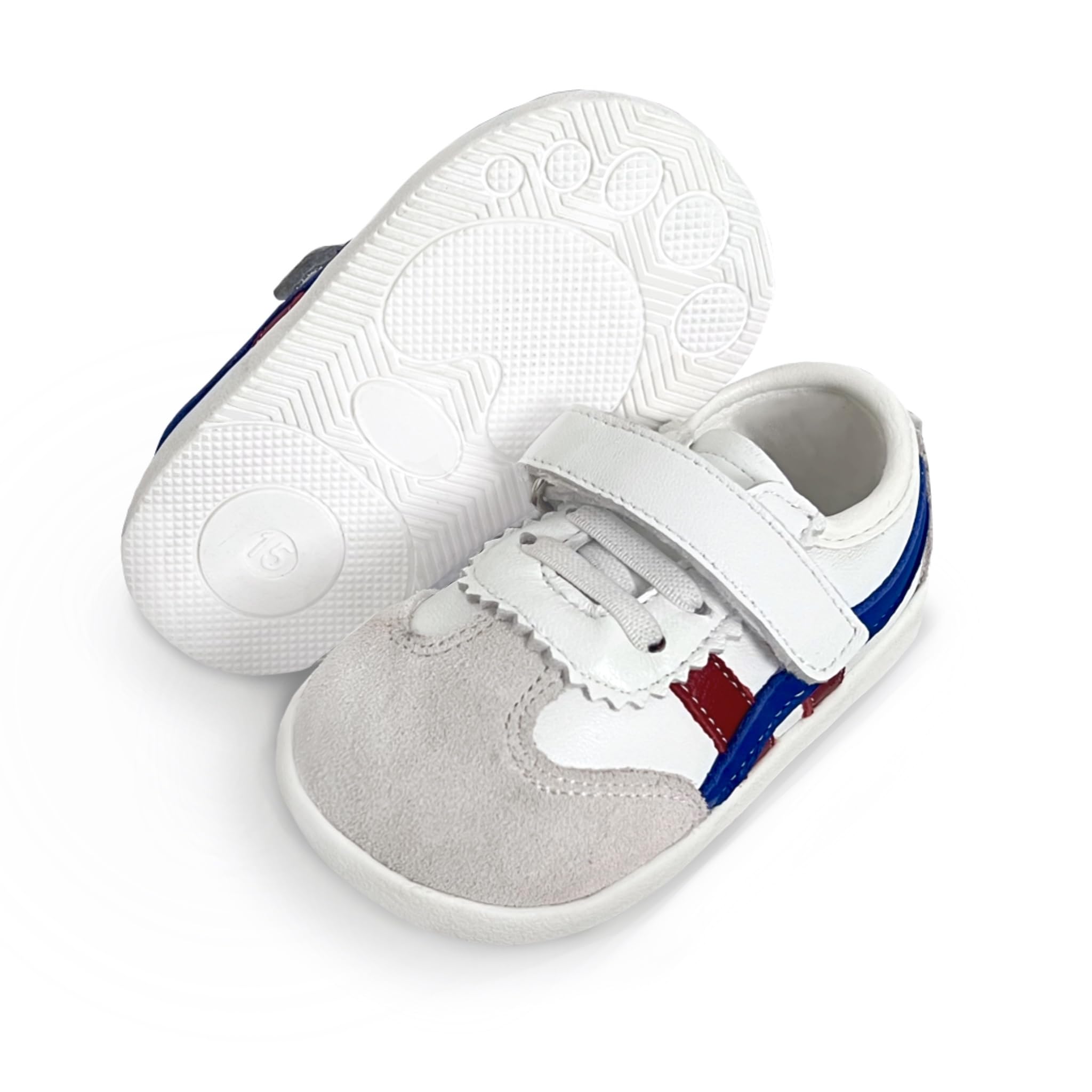 DBAYLE Baby Boys Girls Shoes Non-Slip Rubber Sneakers Toddler Crib First Walker Shoes Newborn Loafers Flats 14-17 Months Infant White