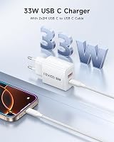 RAVIAD 33W USB-C Gyorstöltő 2 db GaN Technológia 2 Port iPhone 16 Galaxy S25 MacBook 2
