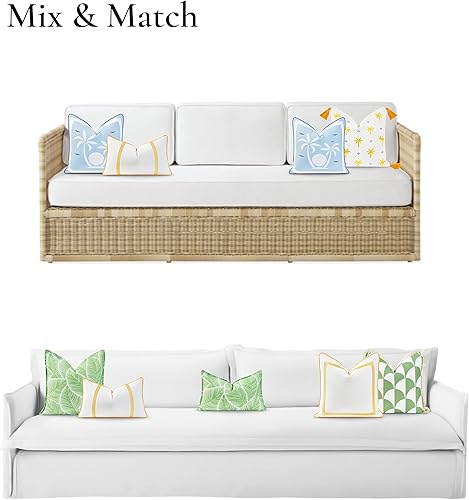 Miniatura 4 de Hofdeco Premium Funda de almohada lumbar bordada para interiores y exteriores, solo 12 x 20 pulgadas, resistente al agua para patio trasero, sofá,