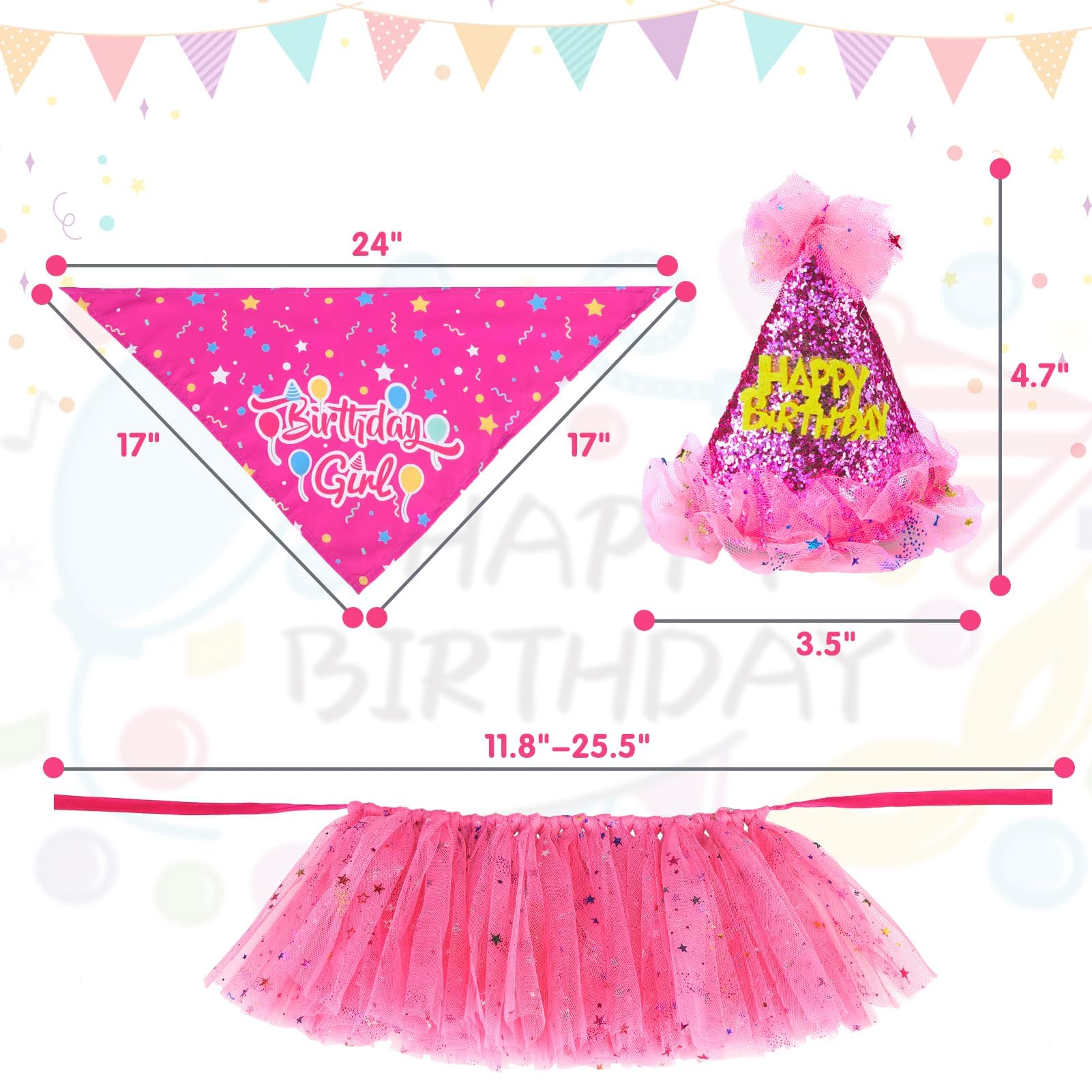 Hunde-Tutu-Set – 3-teilig Mit Rock, Hut & Bandana, Rosa, Für Kleine Hunde