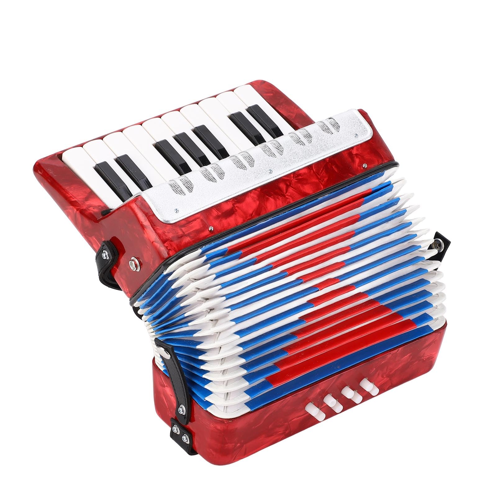 Alomejor Acordeón para Principiantes para Estudiantes - 17 Key 8 Bass Piano Accordion - Instrumento Musical Fácil y Permanente con Correas Ajustables Material ABS (Rojo)