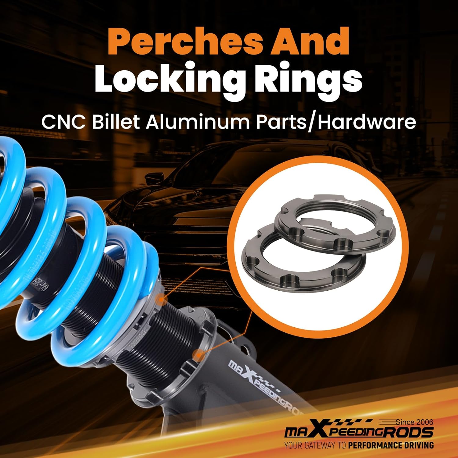 maXpeedingrods Coilover for Scion XB 2004-2006, for Toyota Echo 2000-2005, 24 Levels Damper Adjustable Coilovers Suspension Kit, Height Adjustable T6 Upgraded Lowering Kit Blue