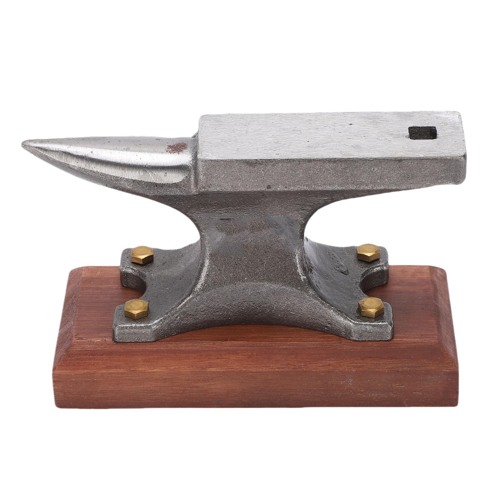 VBESTLIFE Mini-Hornamboss, Amboss aus Kohlenstoffstahl mit Stoßdämpfendem Grundmetall aus Holz für die Schmuckherstellung, Metallschmieden und Stampfen