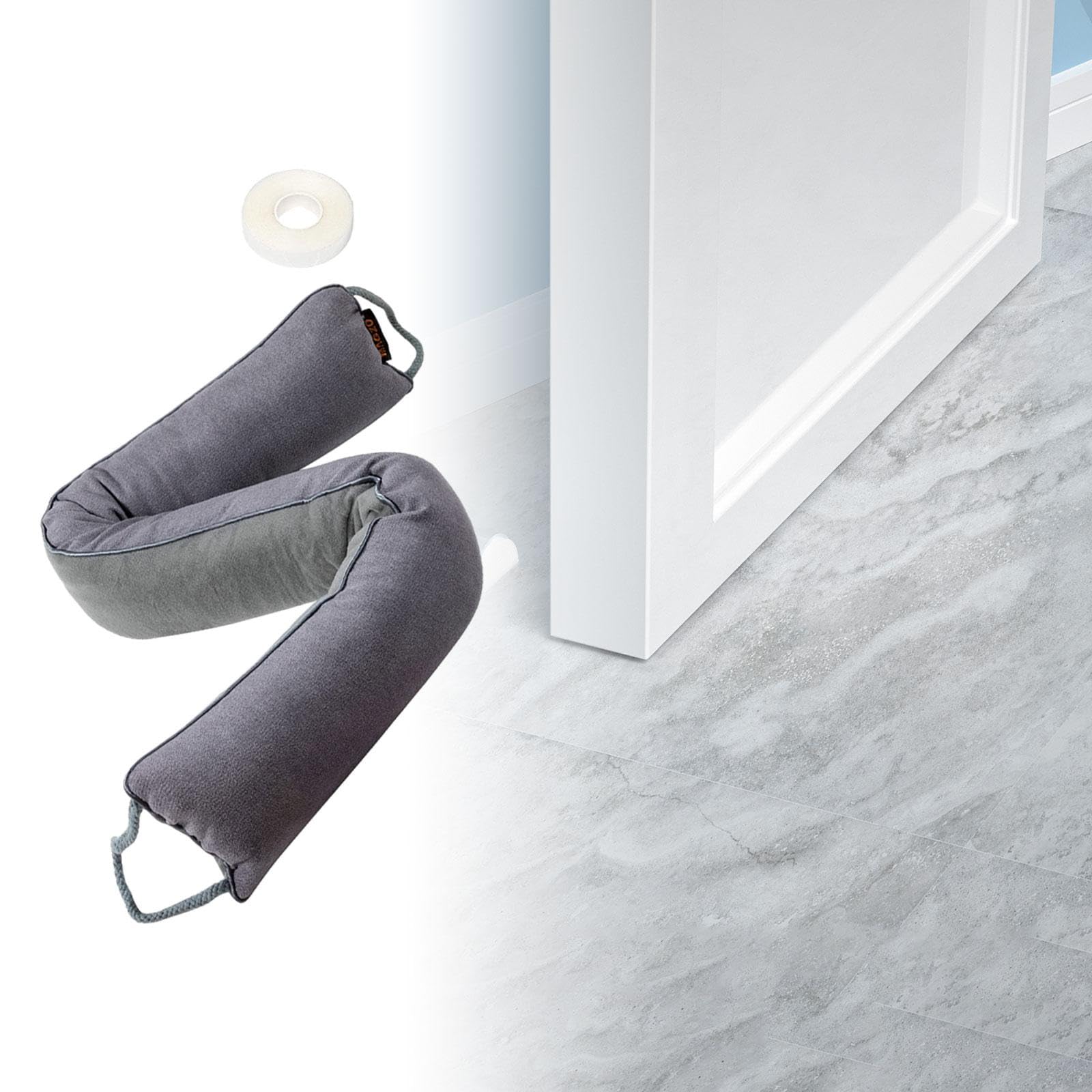 Paraspifferi per Porte, Guarnizione per Soglia, Protezione da Rumore, Polvere E, Tessuto Oxford, Resistente E Facile da Installare per Casa, Uff, Grigio