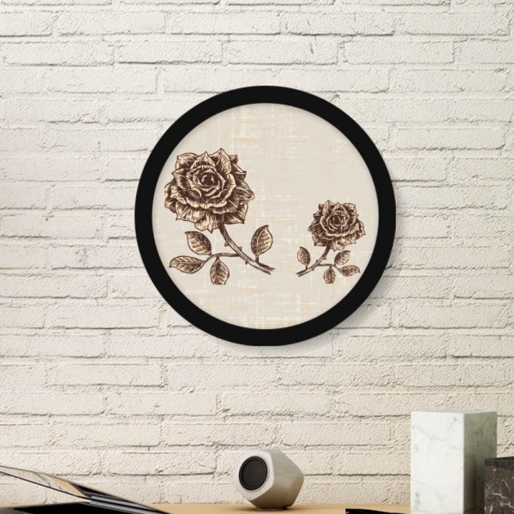 Cadre photo ronde en bois et peinture de rose marron, cadeau déco idéal