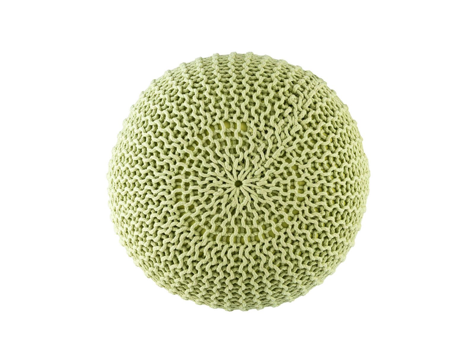 Pouf Premium ø45cm Sitzhocker Strickpouf Innen Terrasse Pool Garten nachhaltig apfelgrün - Lettuce Green