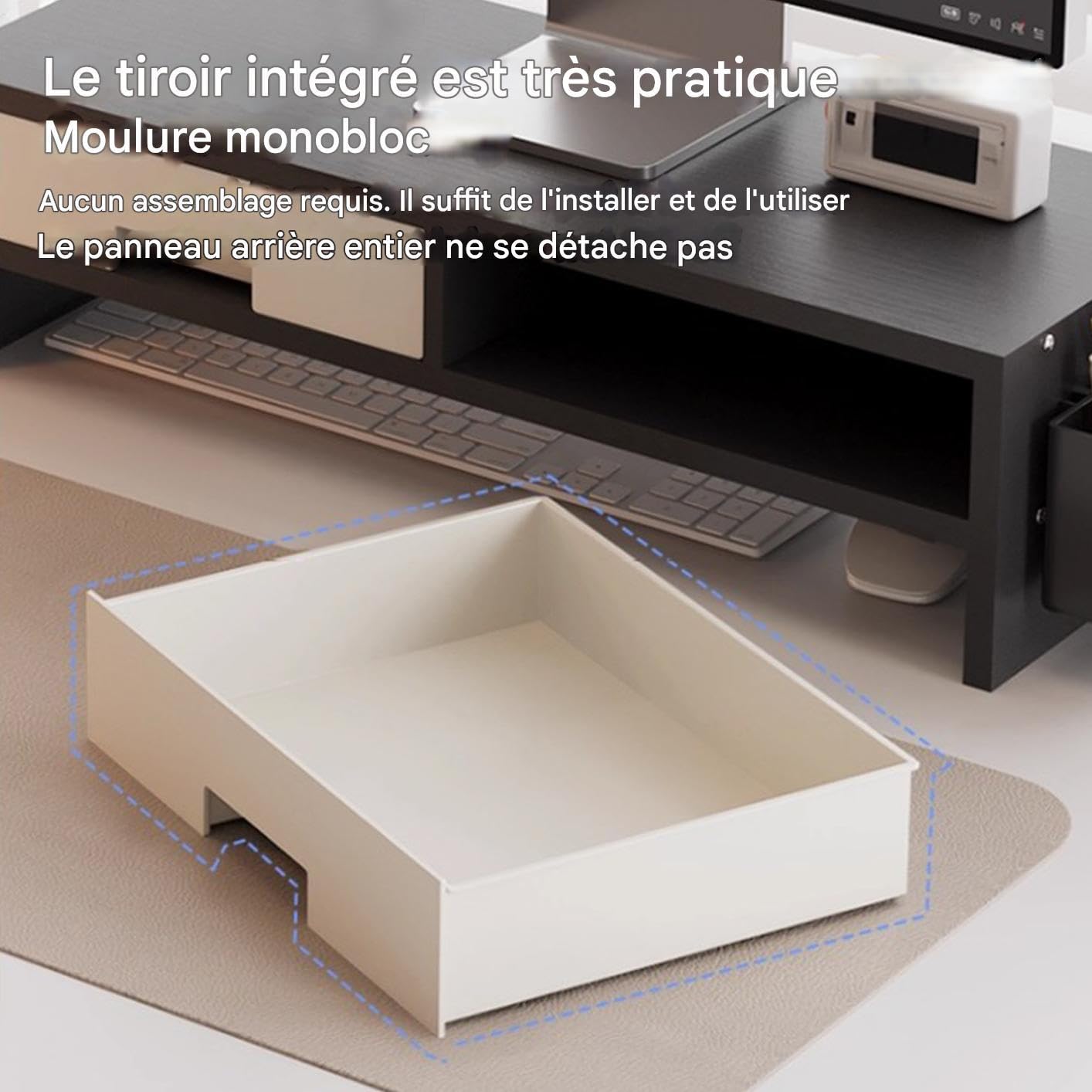 Générique Base Da Scrivania Per Monitor Organizzatore A Doppio Cassetto | Supporto per monitor da scrivania per computer per ufficio a casa studio interno