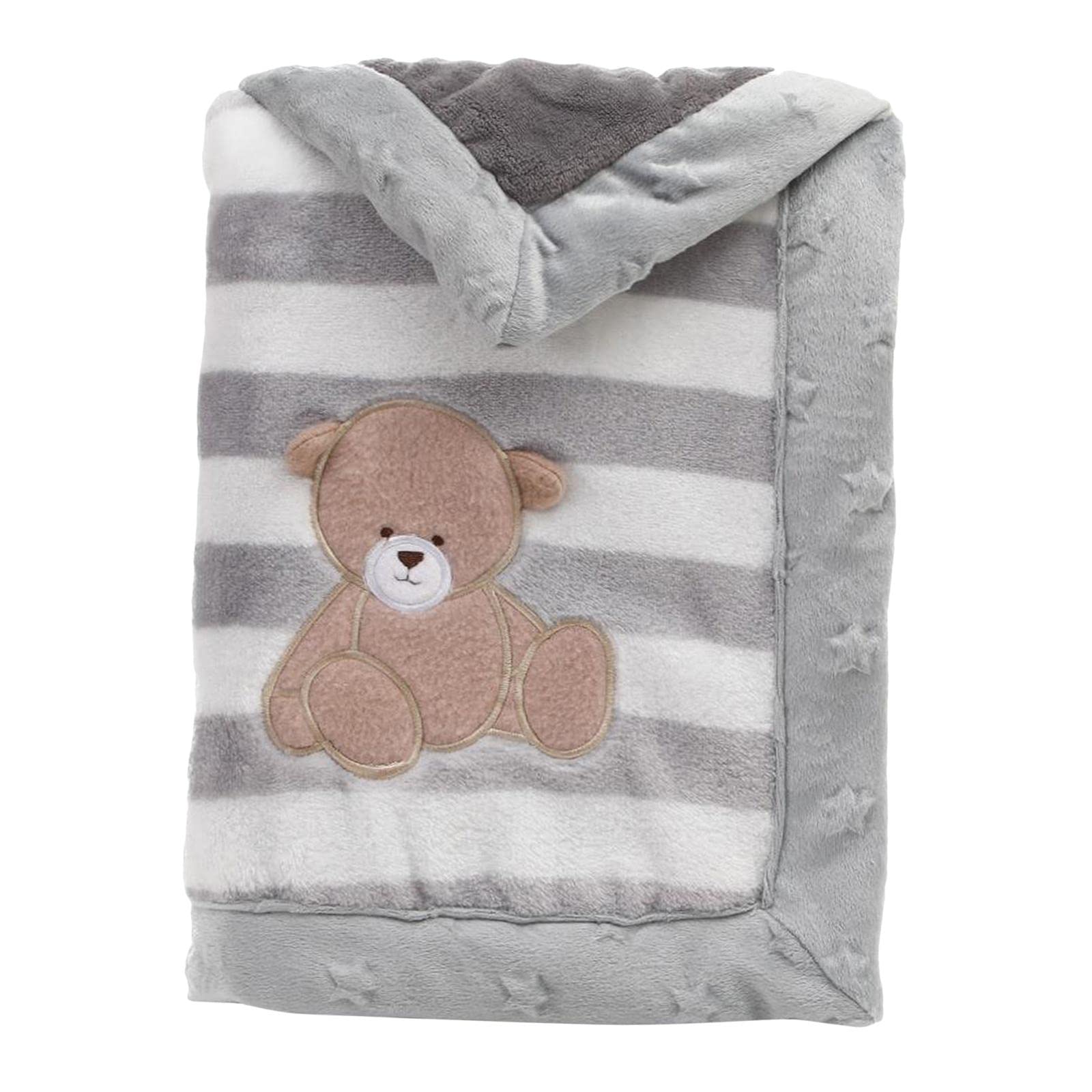 misppro Manta para niños recién nacidos, bebé, bebé, franela, manta para envolver a rayas, oso