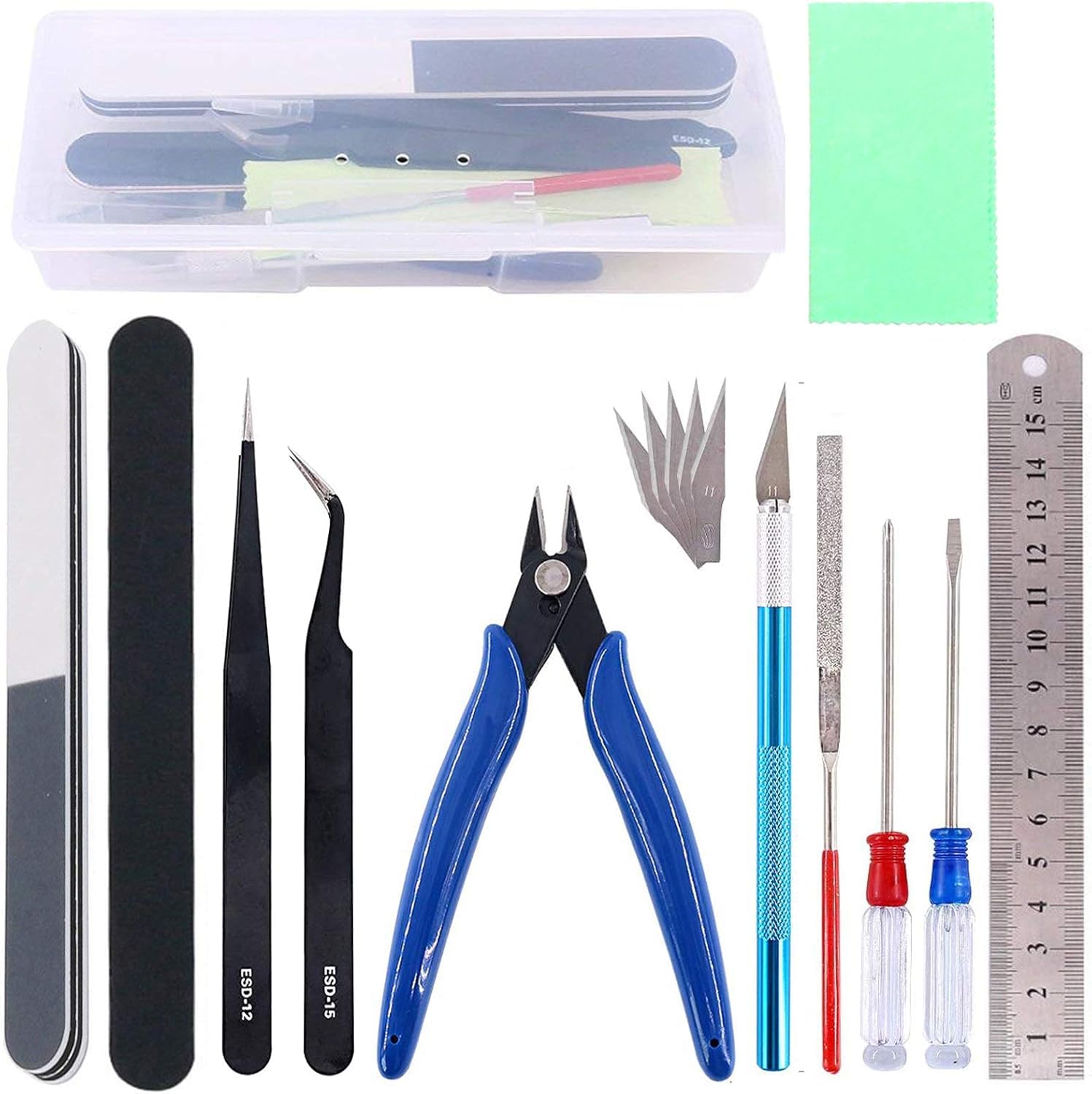 16Pcs Modeler Basic Tools Craft Set for Gundam Tool Kit, Hobby Building Tools Kit for Gundam Car Model Building, Repairing and Fixing DIY Crafting