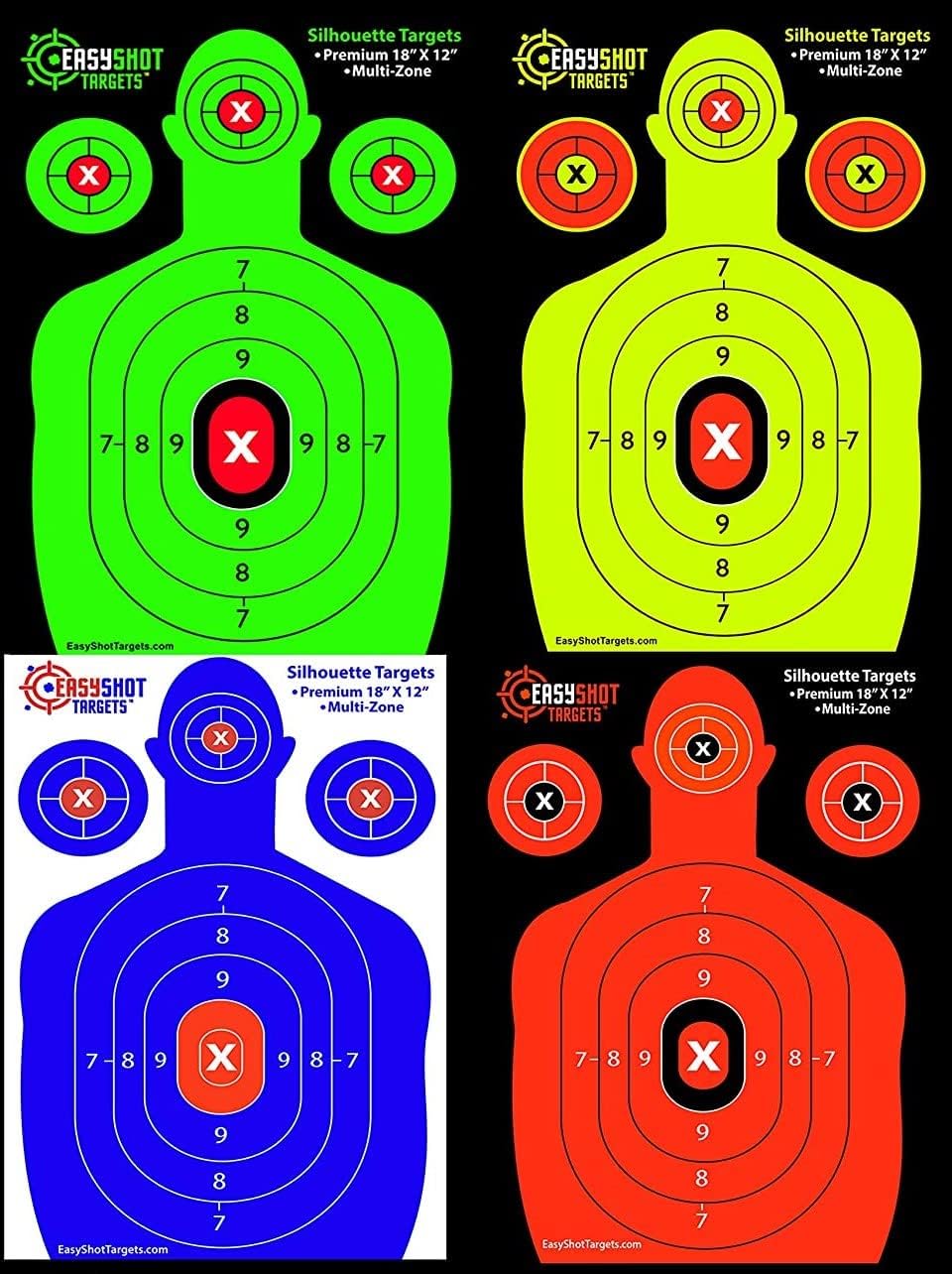 100-Pack Shooting Targets - 25 Sheets Of Each Color: Fluorescent Orange, Neon Green, Electric Blue And Hunter Orange. Easy To See Your Shots Land, Heavy-Duty Silhouette Paper Sheets