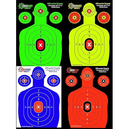 EasyShot Targets Shooting Targets 12 x 18inch Targets Highly Visible Neon Silhouette Paper Targets Heavy-Duty Paper Targets for Shooting in Short and Long Range Hunting Practice…