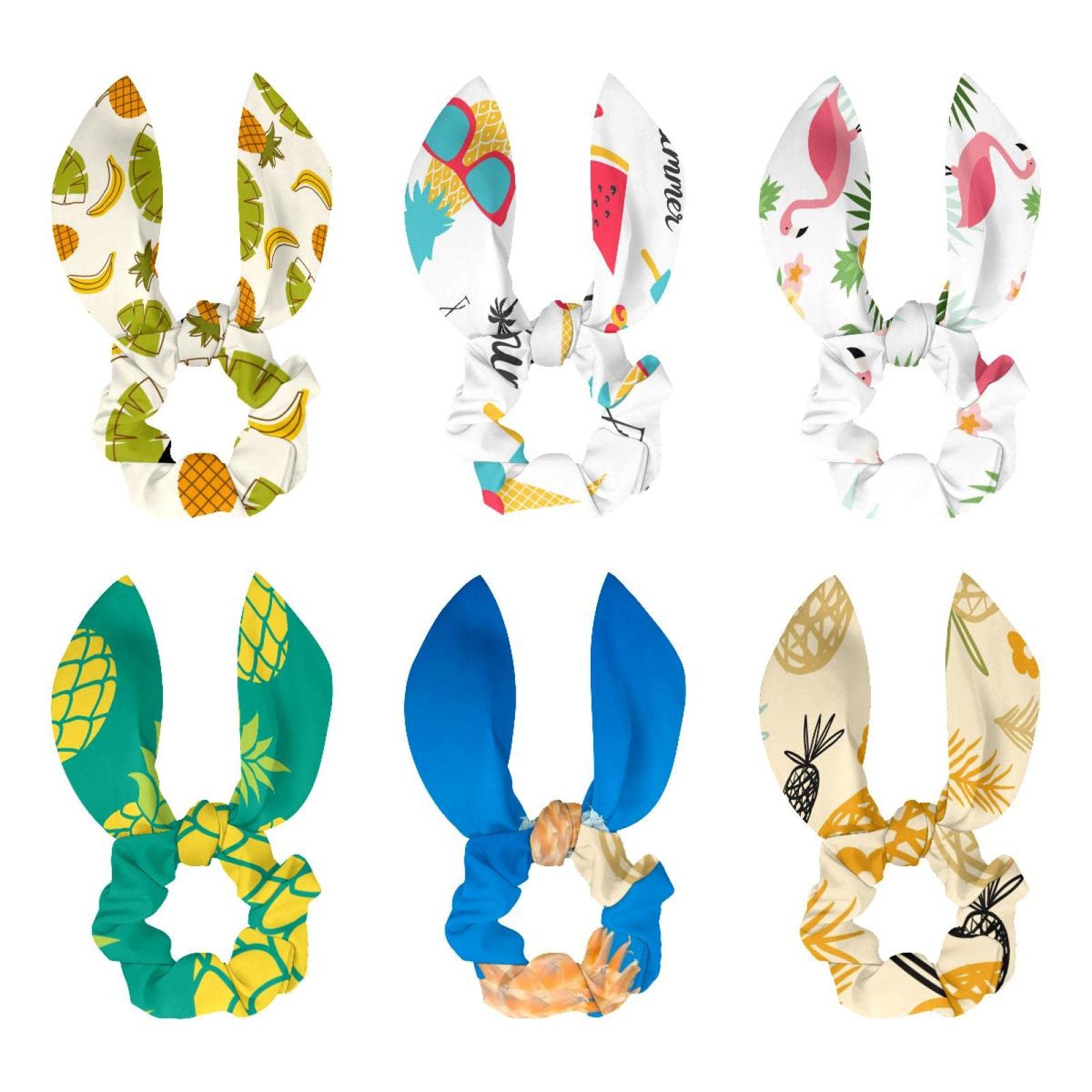 Lot de 6 chouchous à cheveux avec nœud colorés pour femmes et filles - 14