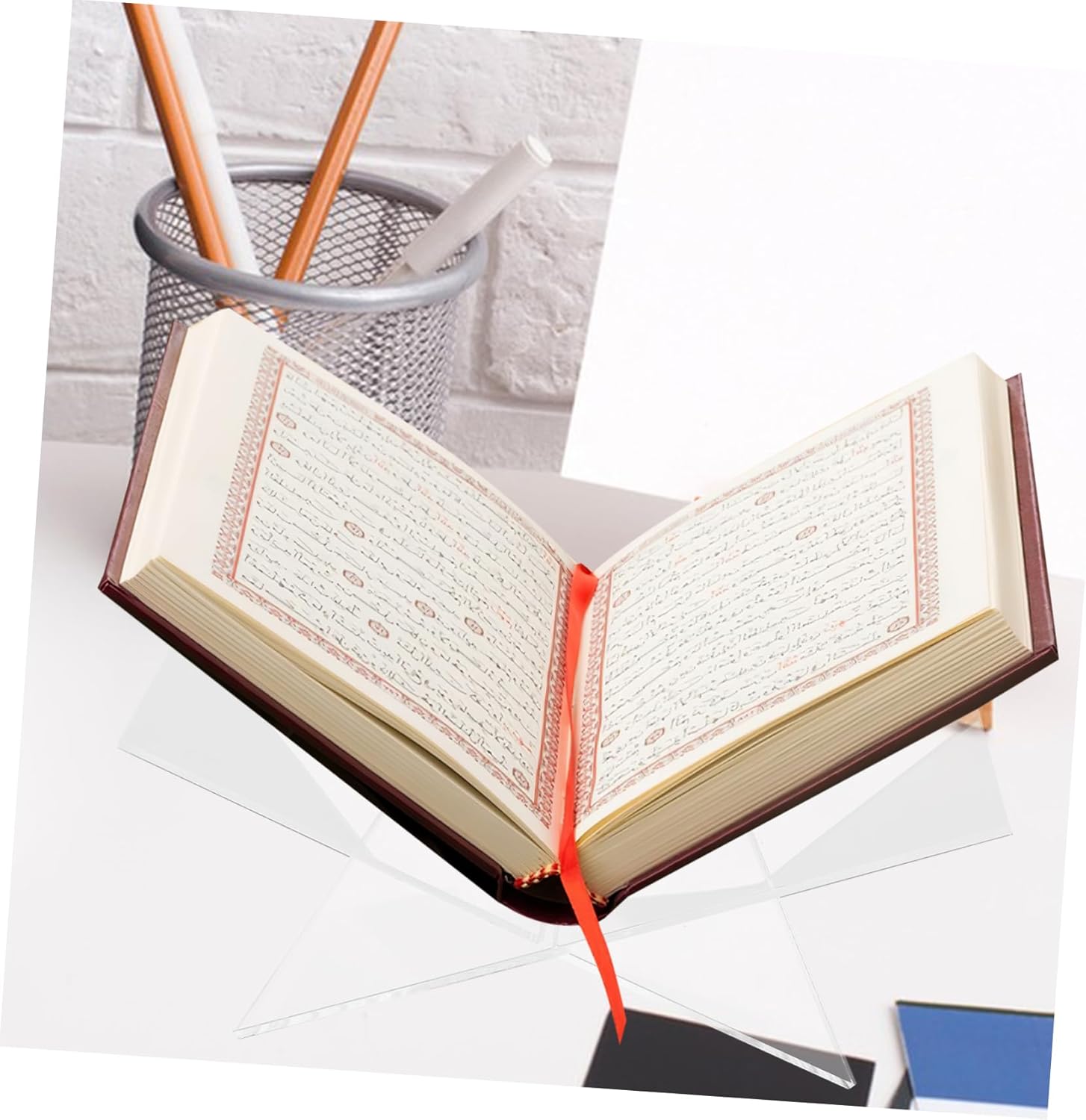 Cabilock Stylish Acrylic Bookshelf Stand Recipe Book Holder Kitchen Counter Decor Reading Display Stand