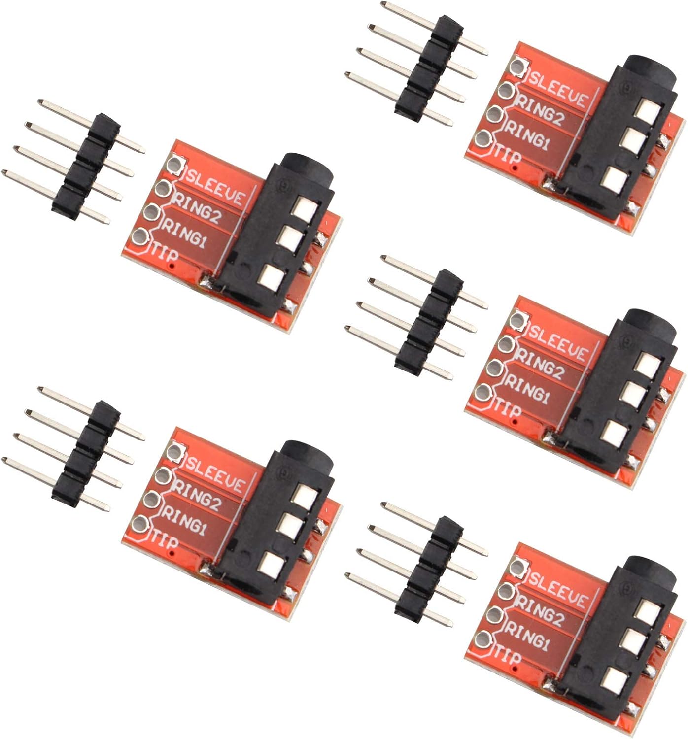 HALJIA 5PCS CJMCU-TRRS 3.5mm Stereo Headphone MP3 Audio Video Microphone Block Interface Universal Jack Professional Modules Metal Red DIY Accessories