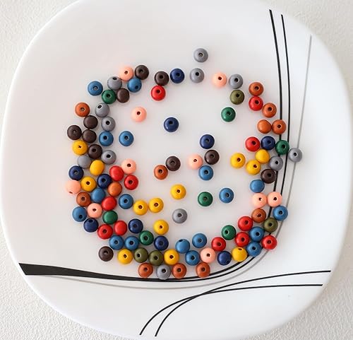 Miniatura 4 de ToBeIT 1000 cuentas de madera de color con cuentas de madera de otoño, cuentas redondas rústicas de macramé para hacer joyas, bricolaje y