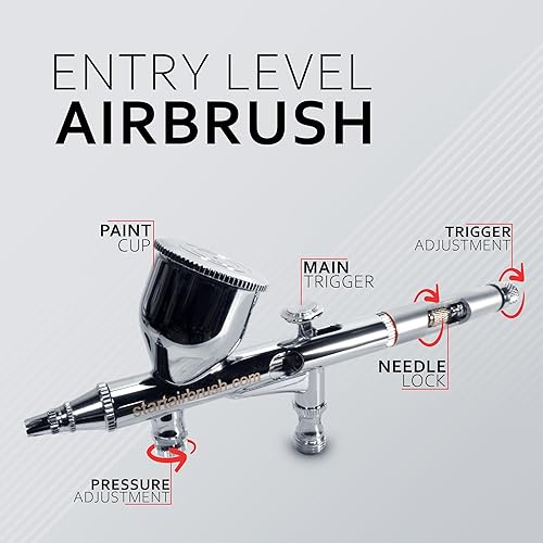 Miniatura 3 de NO-NAME Kit de aerógrafo de doble acción de alto rendimiento fácil de usar, versátil y compatible para pintura de modelos, arte de uñas, decoración