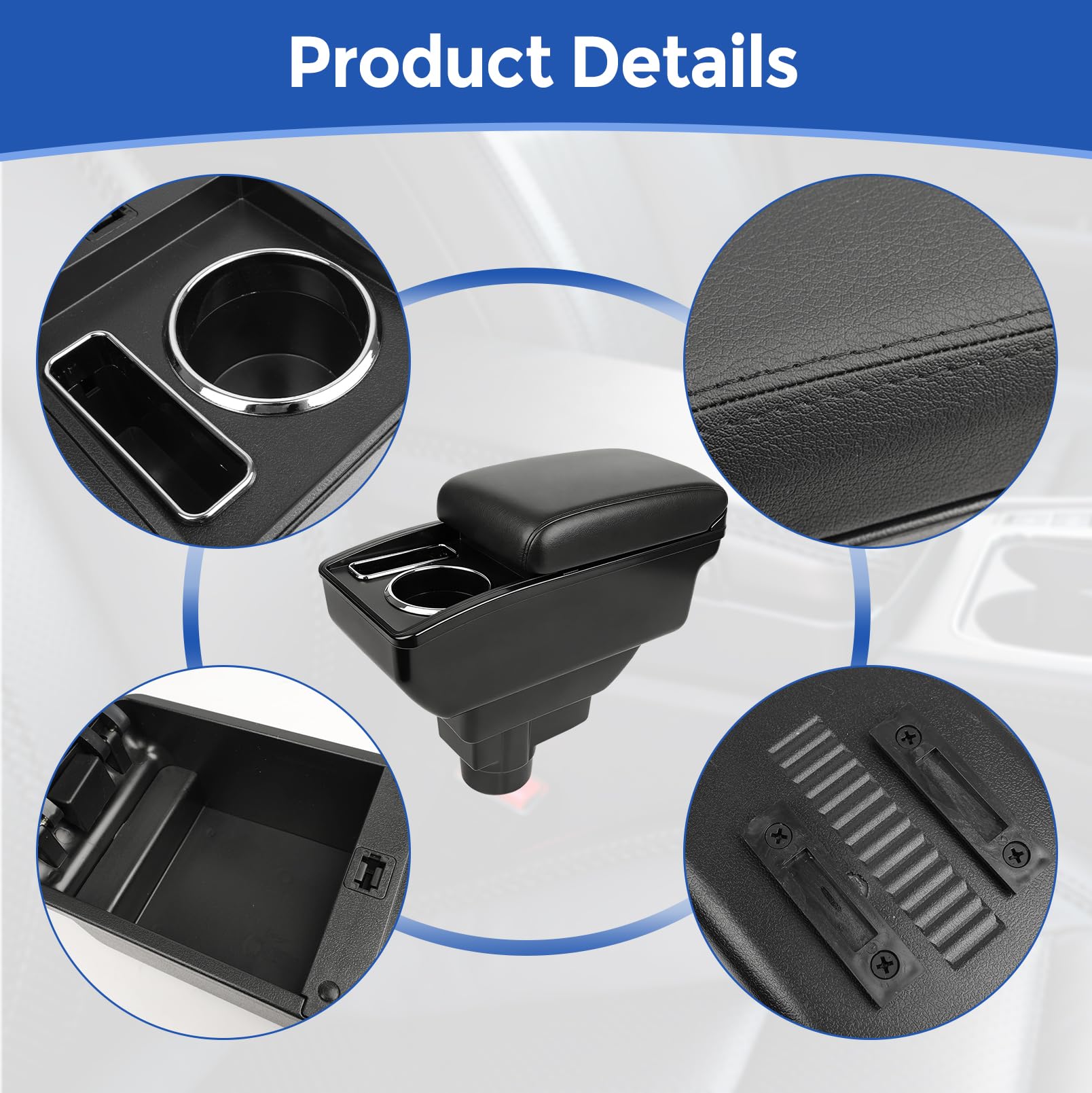 Reposabrazos central para coche, con soporte para bebidas, compartimento para teléfono móvil y compartimento de almacenamiento de dos niveles, compatible con Opel Corsa D (2006 – 2014)