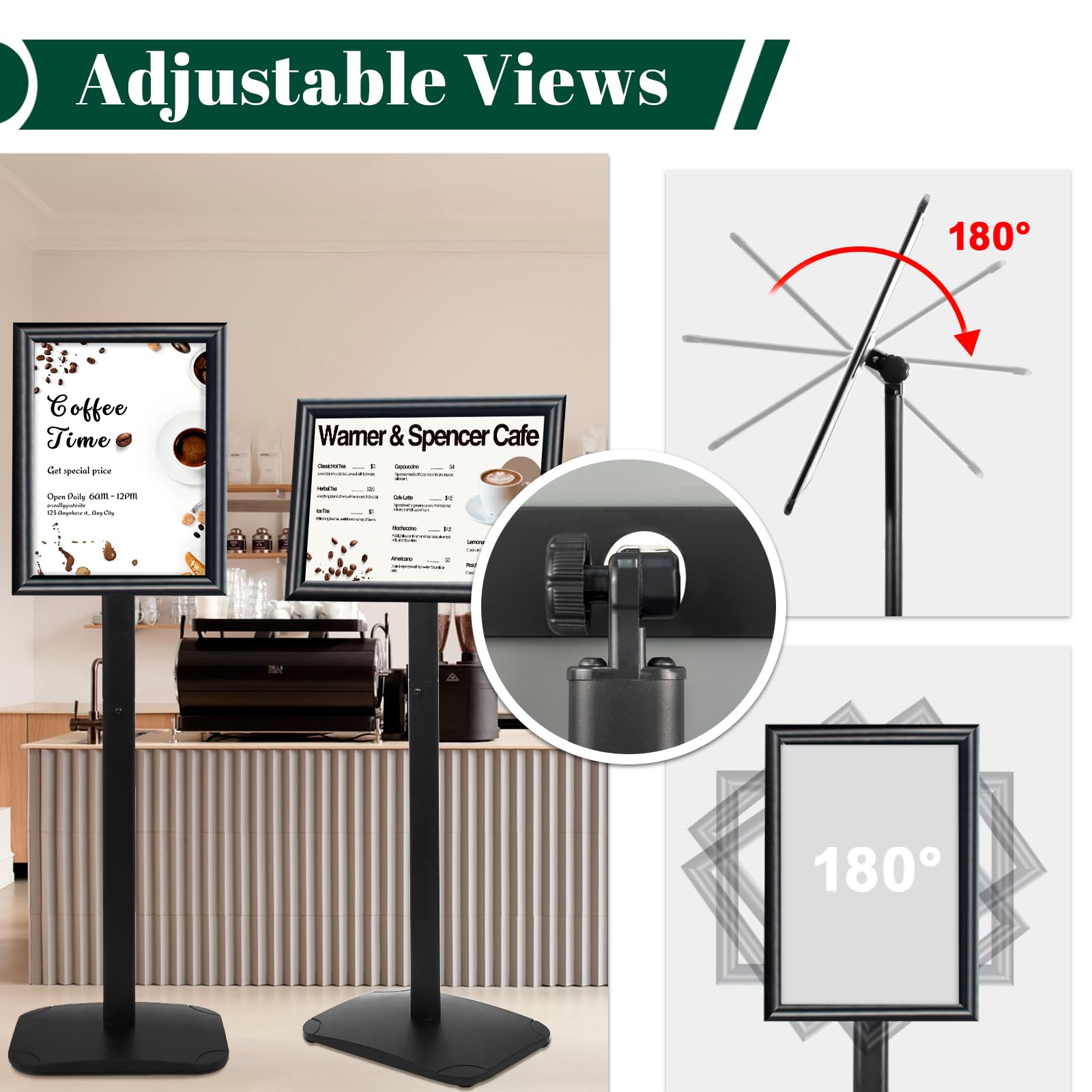 Expositores A3 Soporte de Panel Resistente Base Estable, Negro, Lote de 3