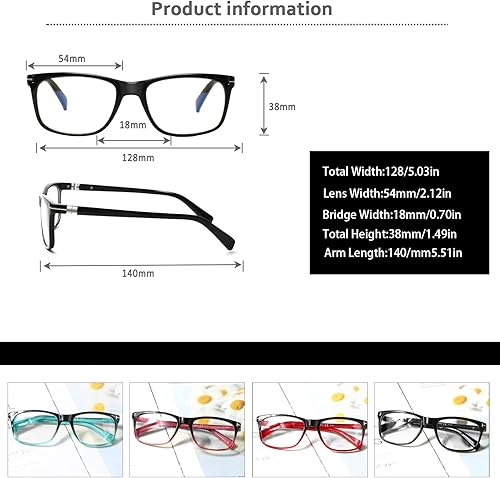 Miniatura 2 de BIENCOOL 4 pares de anteojos de lectura con bloqueo de luz azul, bisagra de resorte, lectores clásicos de computadora para mujereshombres