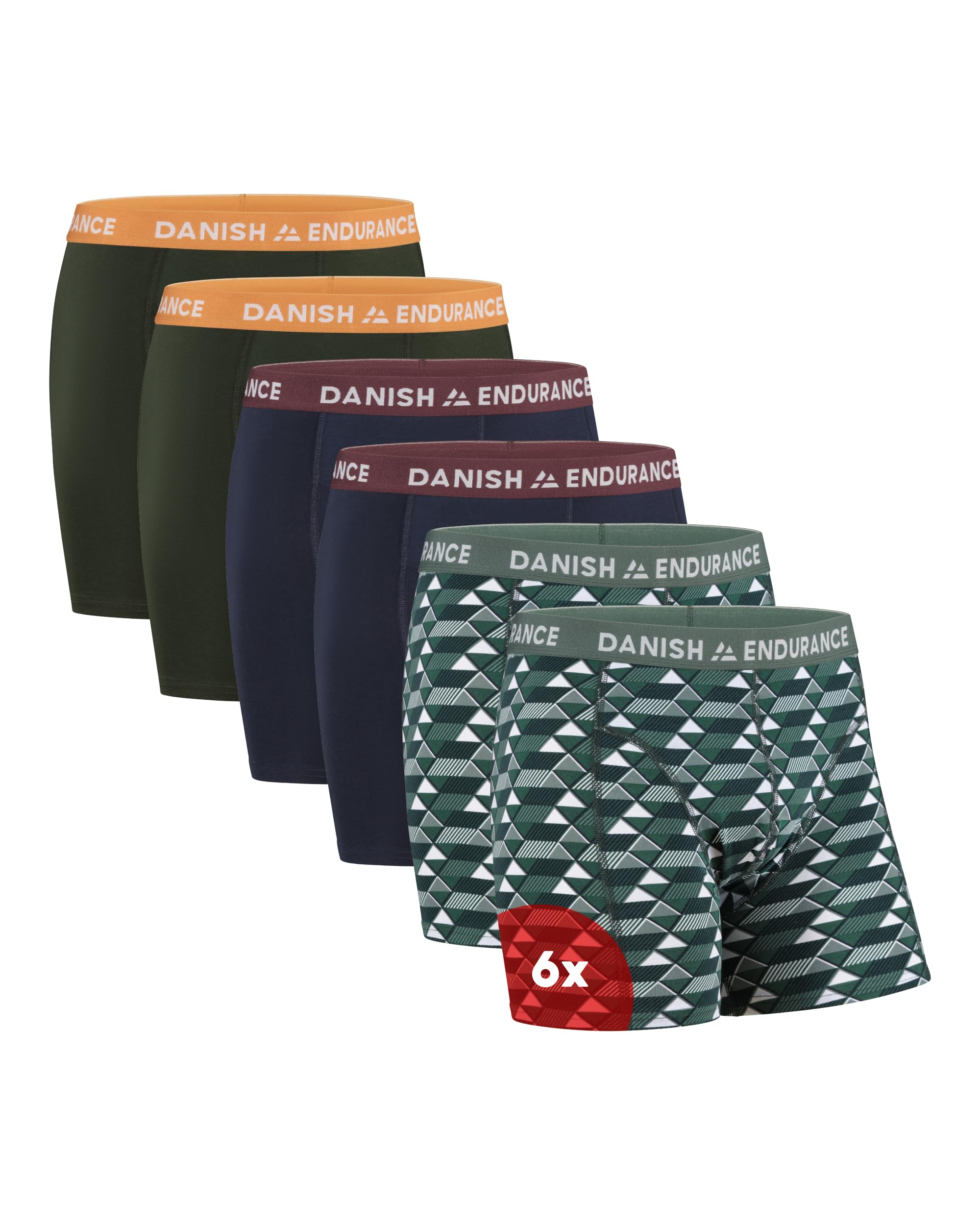 DANISH ENDURANCE Boxer Uomo Cotone Elasticizzato, Boxer a Pantaloncino Comodi e Traspiranti, Cuciture Piatte, con o Senza Patta Frontale, 6 Paia