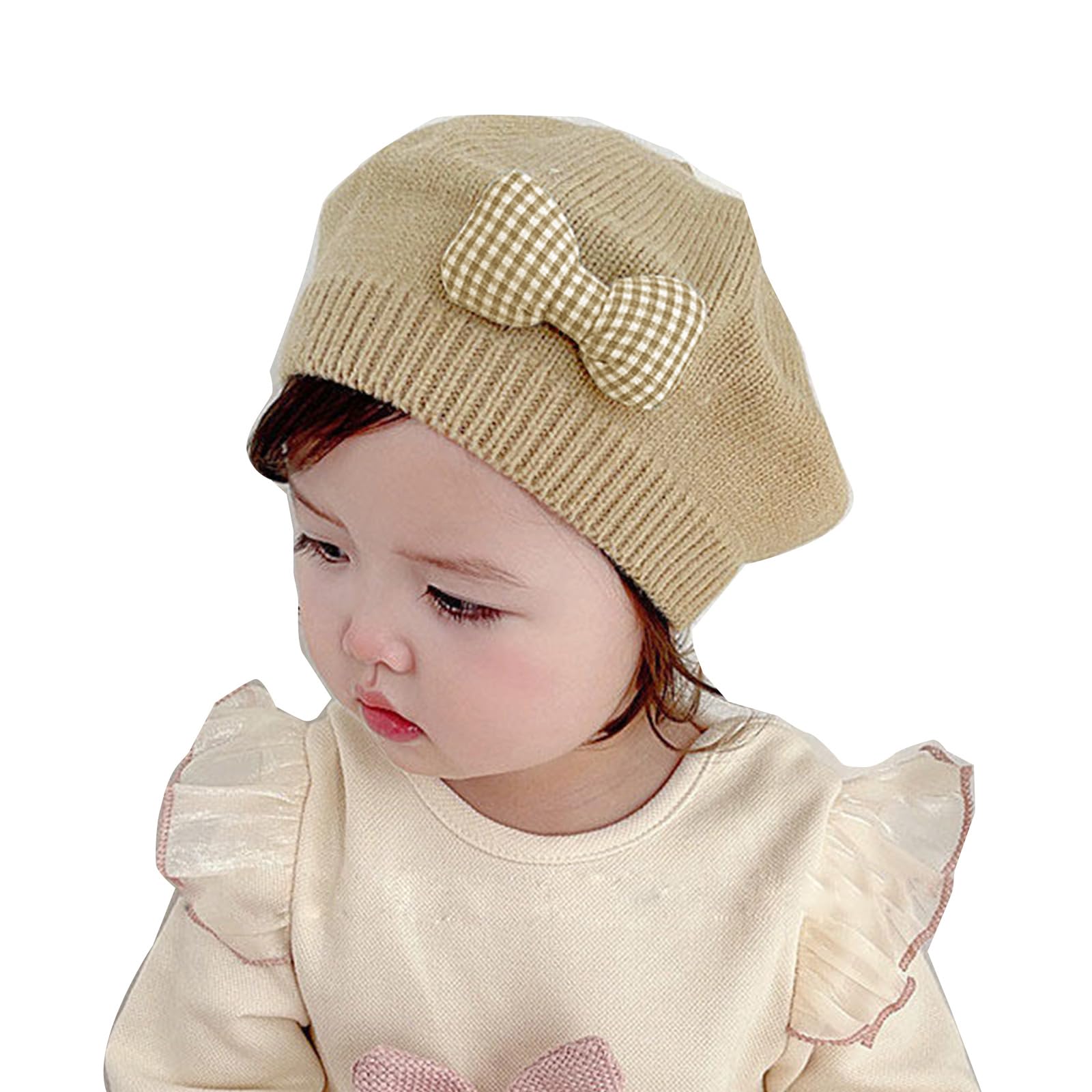 QIIIMSLSS Cute soft and comfortable knitted beret, stylish baby girl beret, perfect for outdoor activities, gift, Coffee