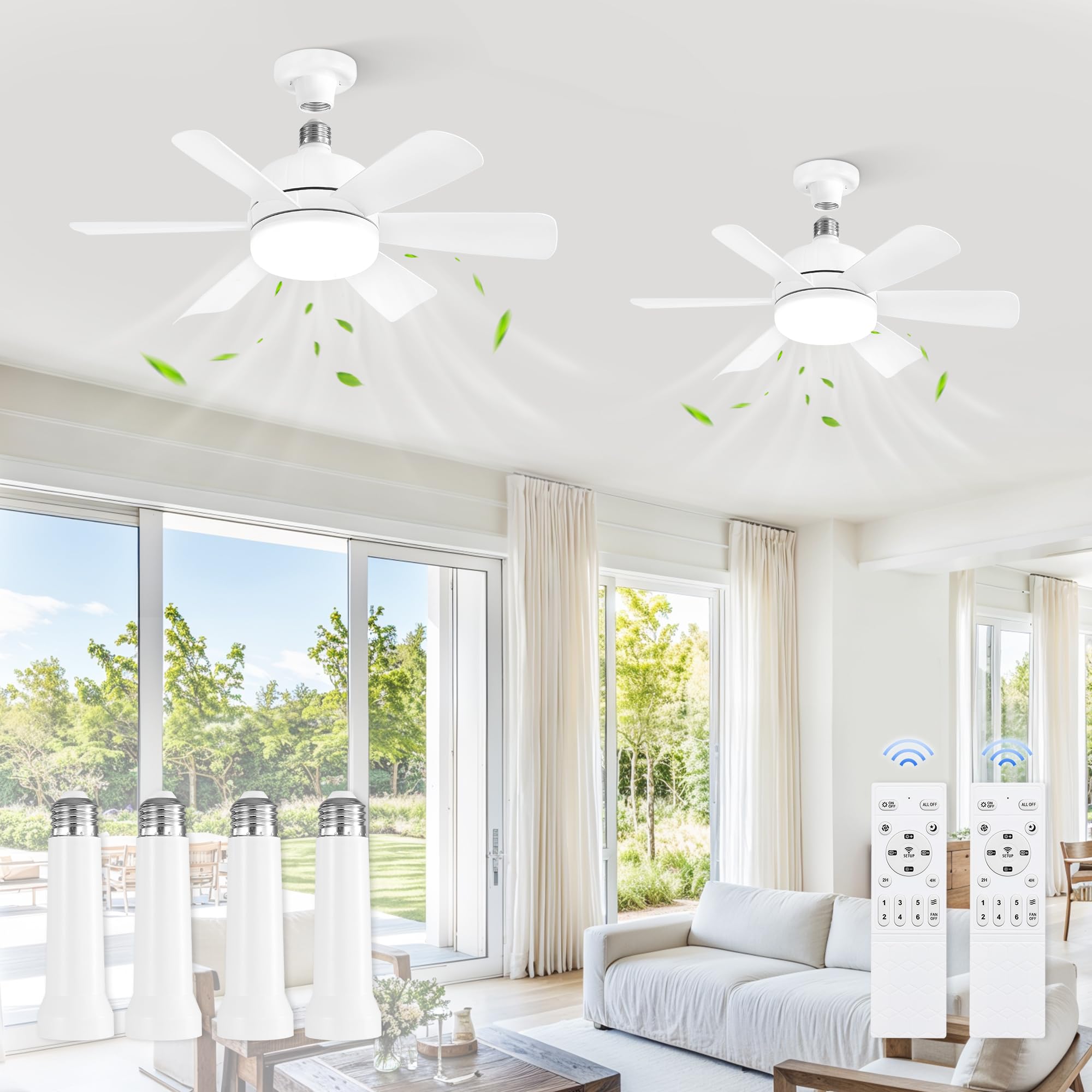 ZMISHIBO 2 Pack 17.9 Inch Socket Fan Light with Remote, Dimmable 3 ZMISHIBO 2 Pack 17.9 Inch Socket Fan Light with Remote, Dimmable 3