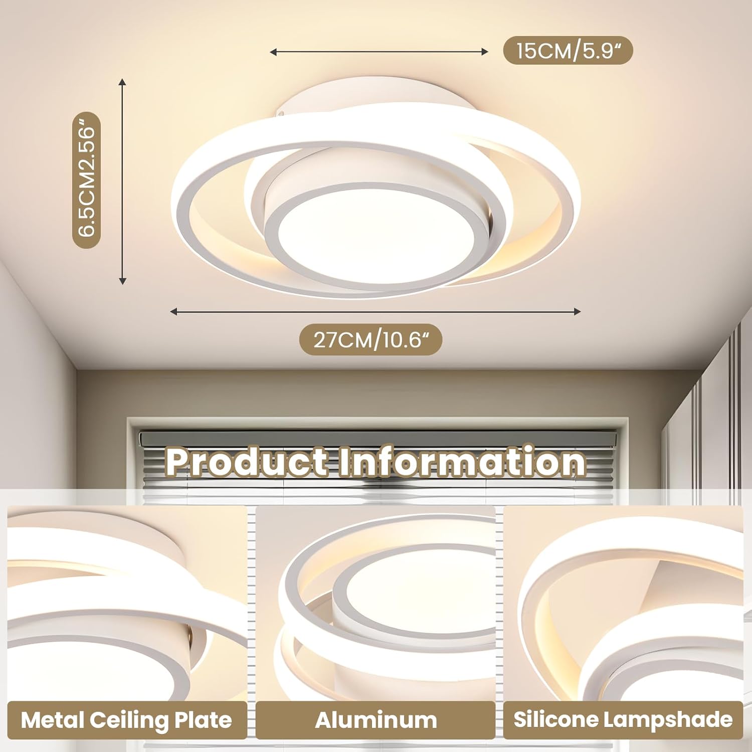 CANEOE Modern Led Ceiling Lights, Small Led Close to Ceiling Light Fixture,32W Round LED Ceiling Lamp for Bedroom Hallway Aisle Corridor Light Lighting (Warm White,3000K)