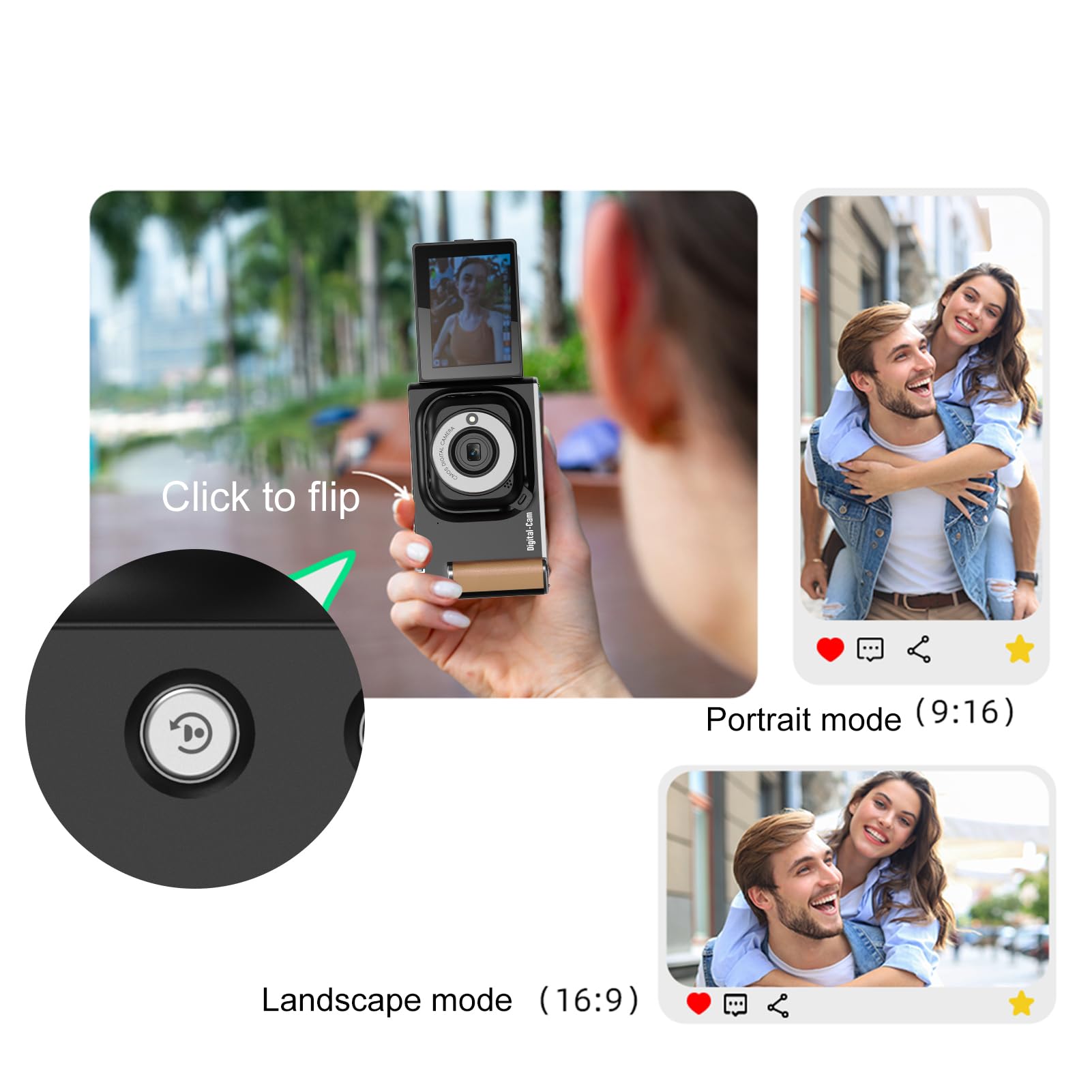 Andoer di Fotocamere 2 in 1, Fotocamera Sportiva Portatile, Fotocamera | di Fotocamere 2 in 1, Fotocamera Sportiva Portatile Rimovibile, Fotocamera Vlog da 75 MP, Schermo Pieghevole da 2,8",