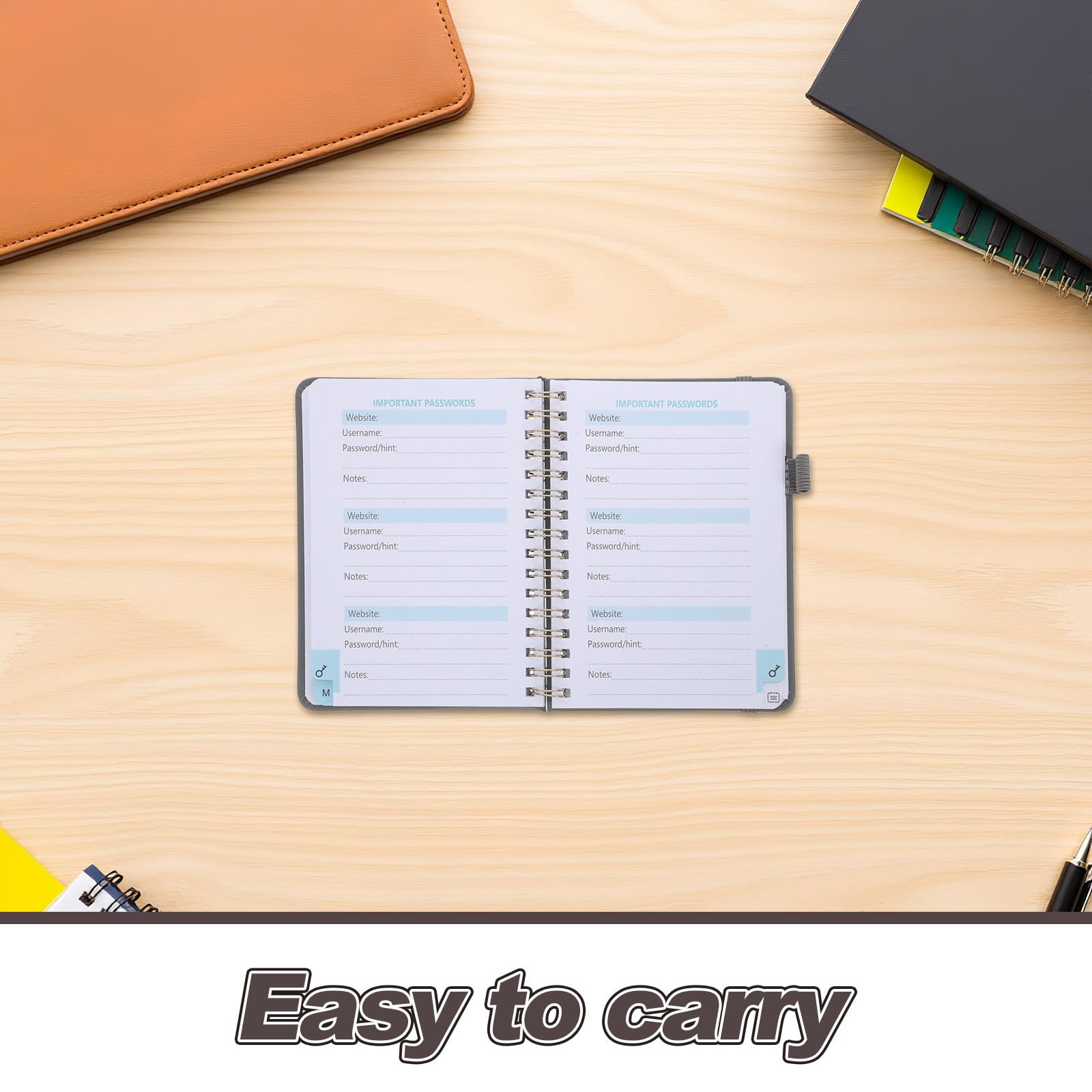 VILLCASE Libreta de Direcciones A6 y Soporte para Bolígrafo con Pestañas Alfabéticas Resistente y Compacta para Guardar Números y Correos Personales