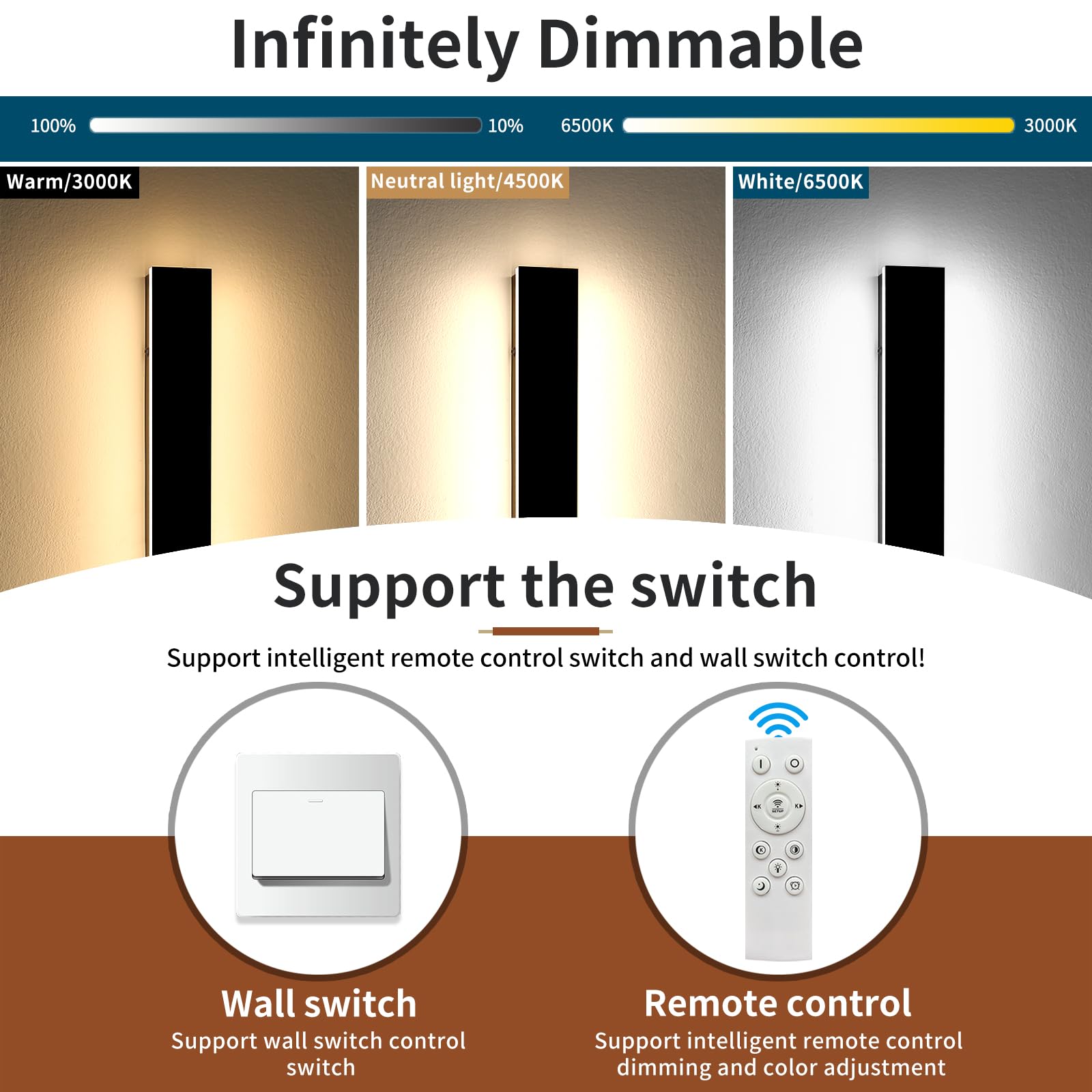 2 Pack Long Outdoor Wall Sconce, 47.2inch Modern Exterior Light Fixture, IP65 Waterproof, 3000K-6000K Dimmable, Strip Wall Mount Lighting for Patio, Garden, Garage with Remote Control