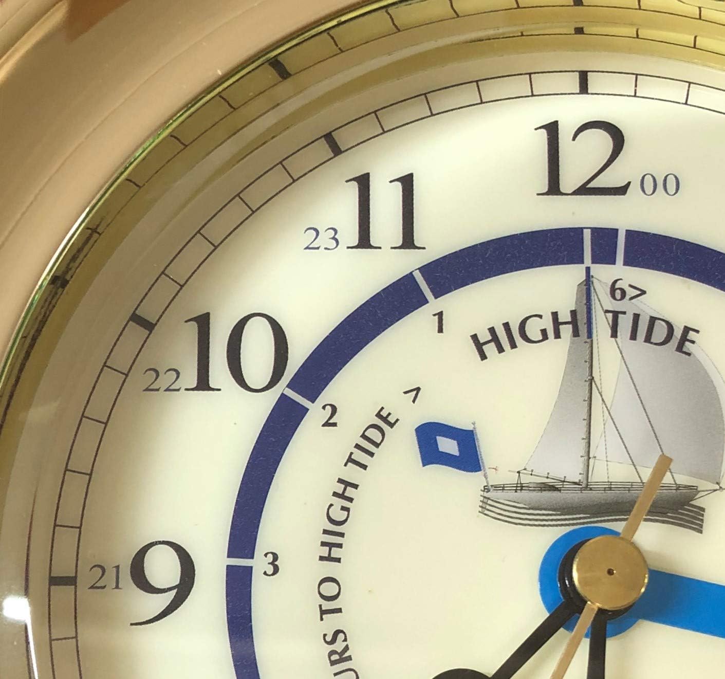 MASTER-MARINER All Aboard Collection, Nautical Windlass Gift Set, 5.85” Diameter Time & Tide Clock and Comfort Meter Instruments, Gold Finish, Ivory Blue Peter dial