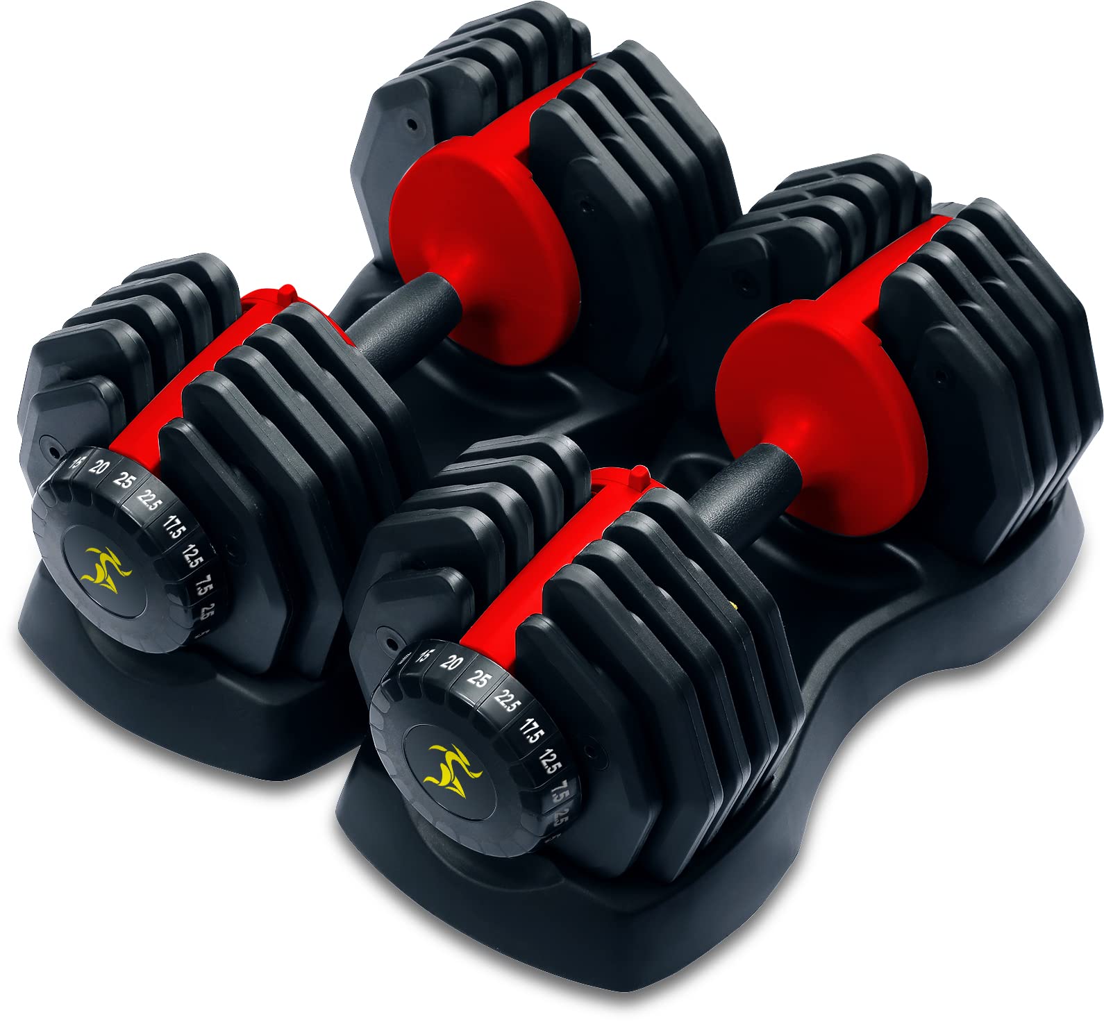 Strongology Urban25 Home Fitness Black Red Adjustable Smart Dumbbells from 2.5kg upto 25kg Training Weights