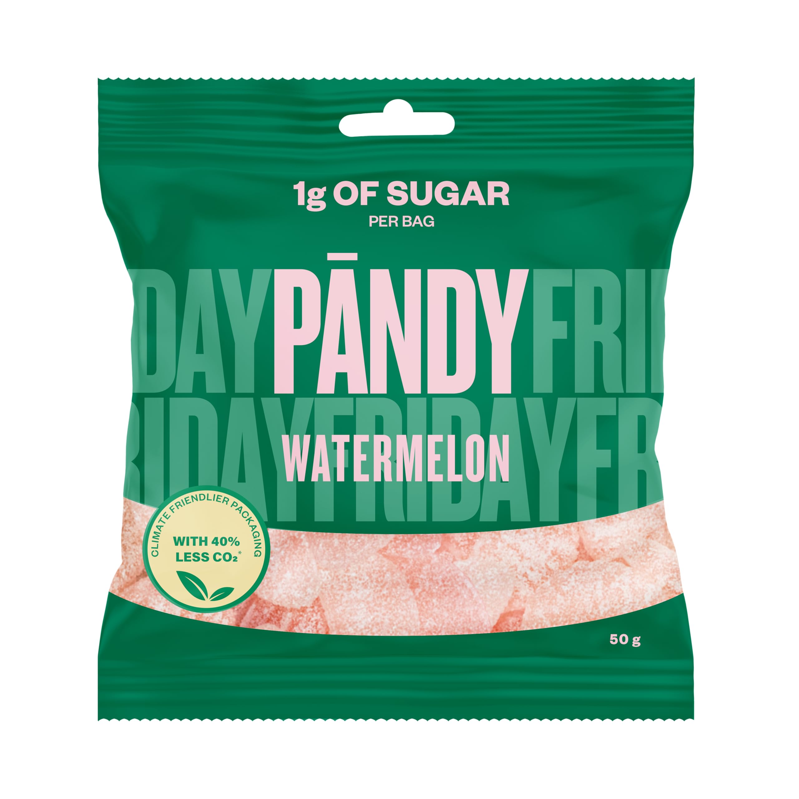 PANDY Candy WATERMELON - Sweet and Sourish taste of Watermelon Gummy Candies Bag, Only 1g Sugar & 85 Calories, 1x50g