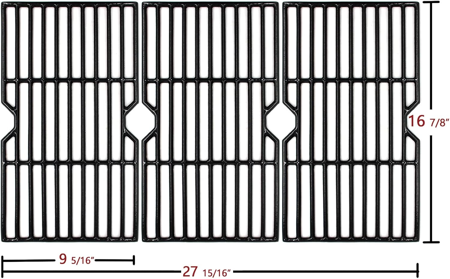 Hongso 16 7/8" Polished Porcelain Coated Cast Iron Gas Grill Grates Replacement for Charbroil 463432215, 463436213, 463436214, 463436215, 463420509, 463440109, 463441312, 463441514 Grills, PCH763 : Patio, Lawn & Garden