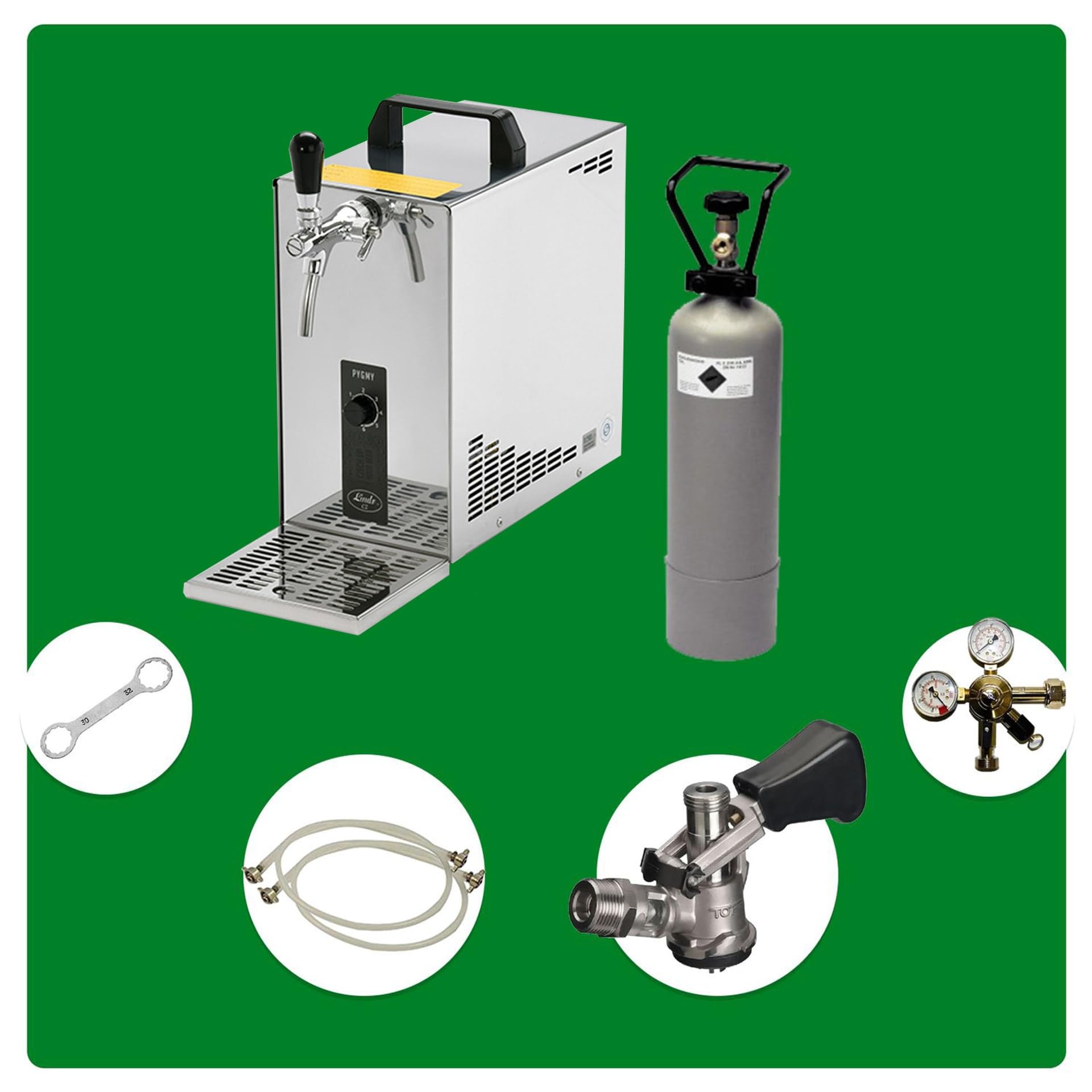 ich-zapfe Kit Completo: dispensador de Cerveza PYGMY 20 Enfriador seco de 1 línea, 20 litros/h, KEG:Adaptador de 5 litros